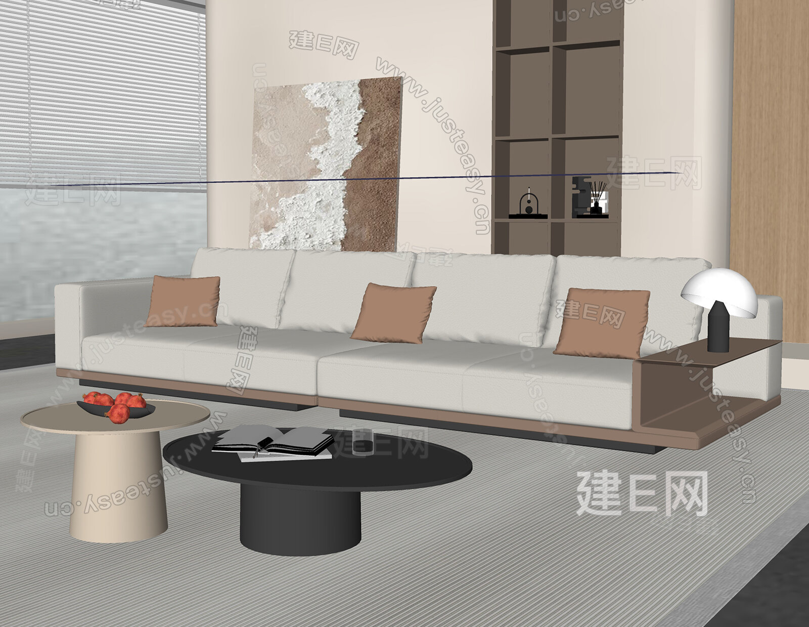 现代沙发茶几组合模型SU模型下载[ID:109006935]_建e网su模型