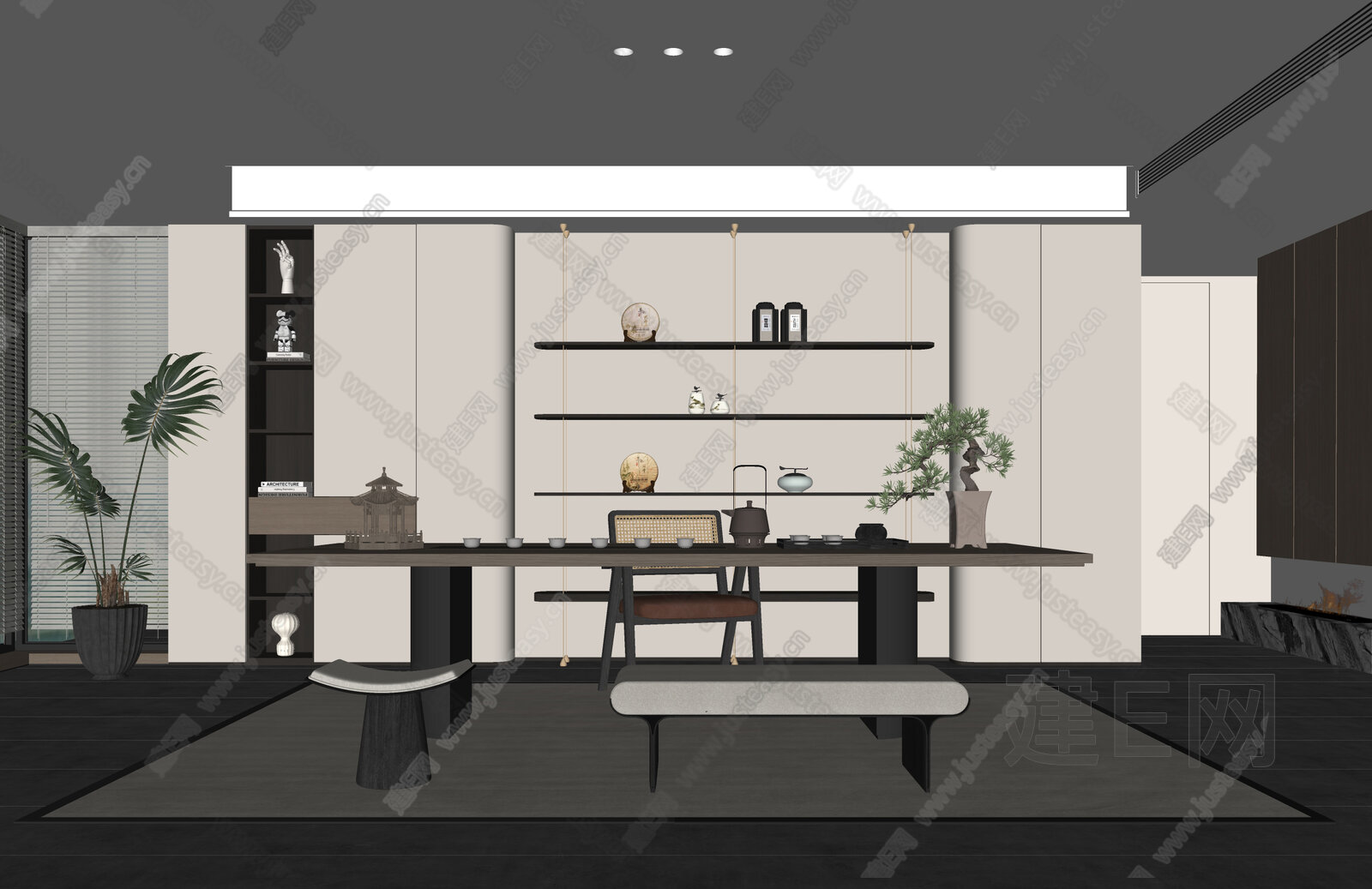 现代茶室模型SU模型下载[ID:108613870]_建E室内设计网