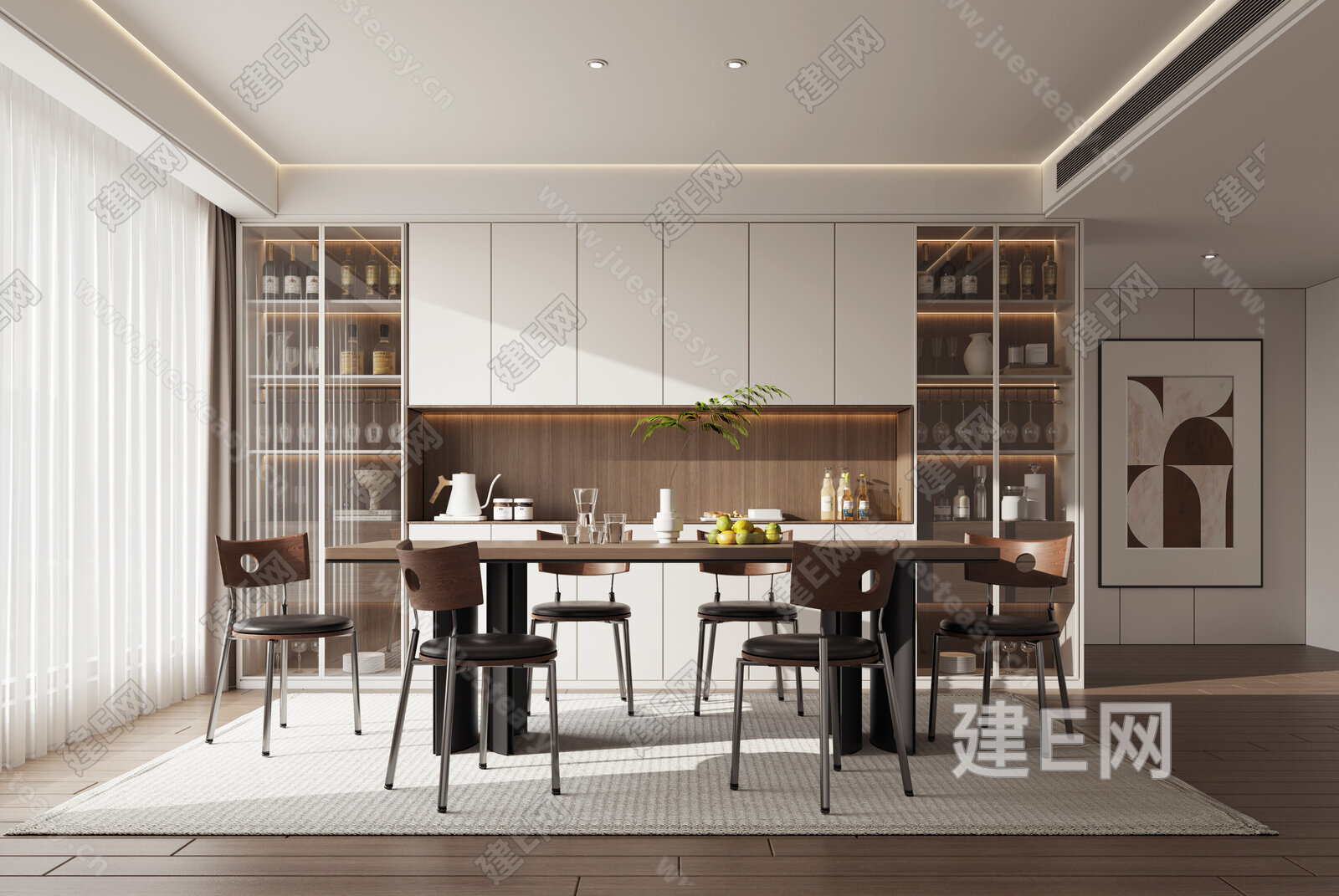 现代餐厅模型SU模型下载[ID:101011683]_建e网su模型