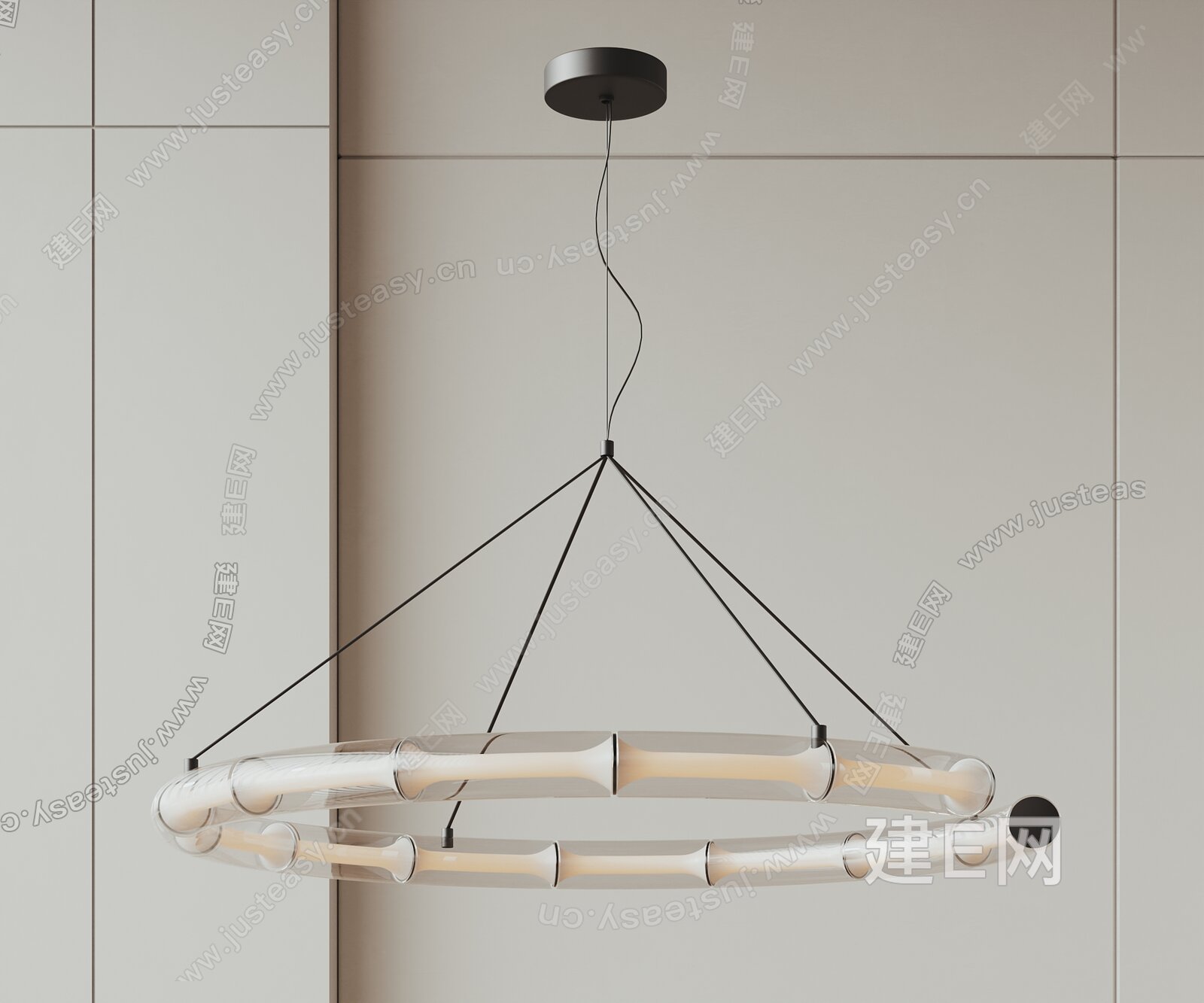 环形竹节吊灯 玻璃模型SU模型下载[ID:100814857]_建e网su模型