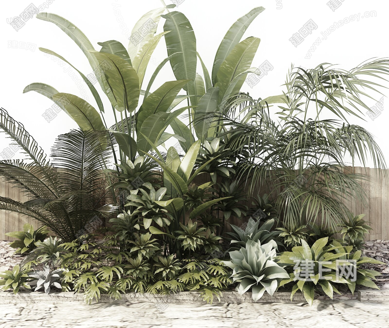 现代室外景观植物灌木组合模型SU模型下载[ID:101535831]_建E室内设计网