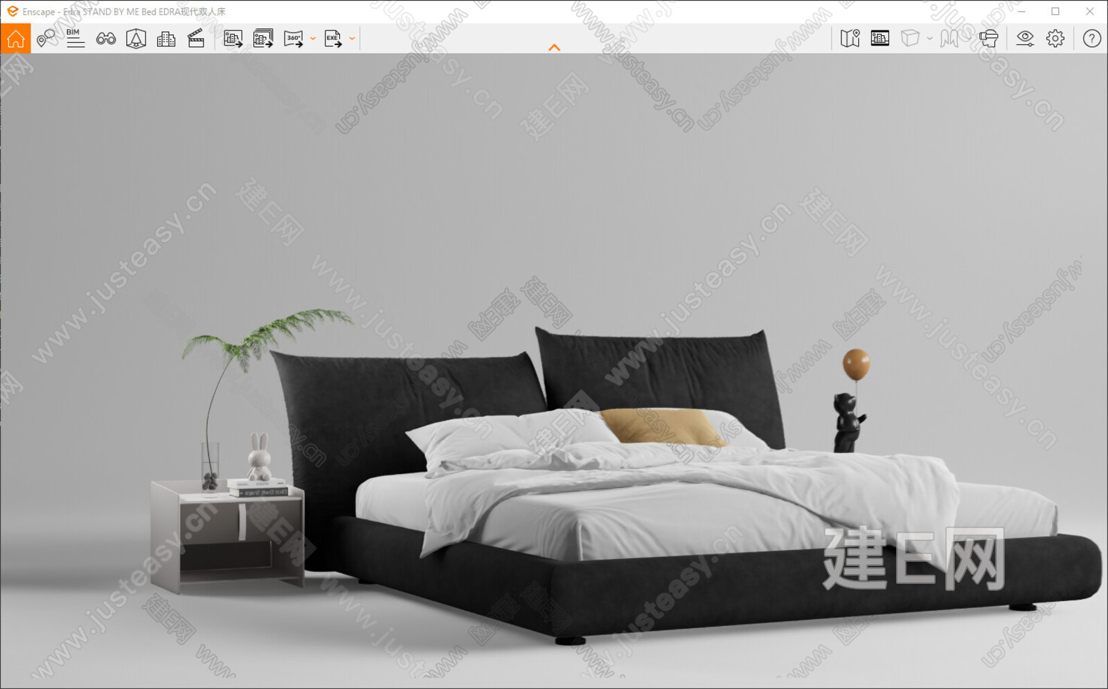 Edra 现代双人床 模型SU模型下载[ID:101470315]_建E室内设计网