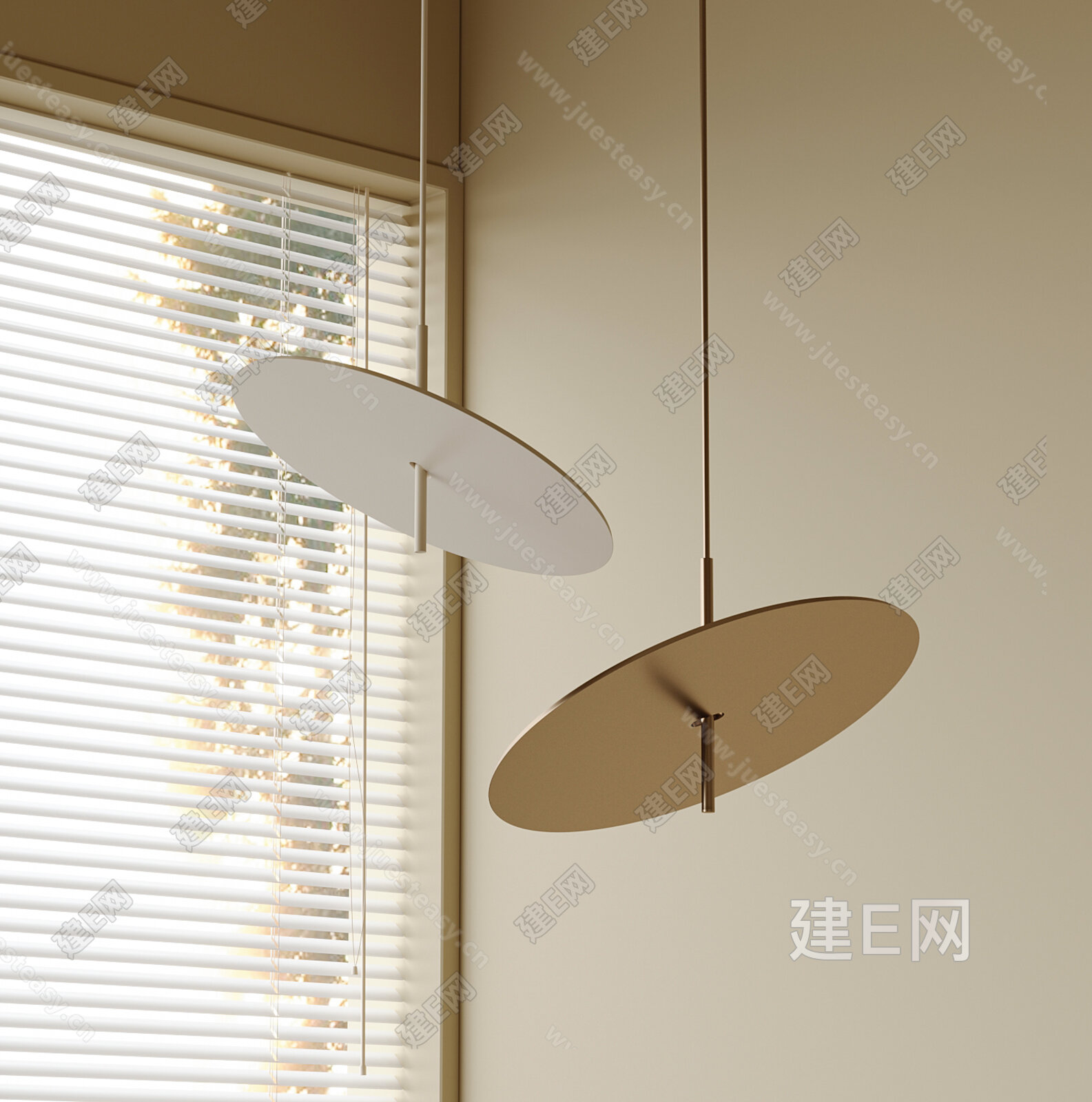 现代圆盘吊灯模型SU模型下载[ID:101666884]_建e网su模型