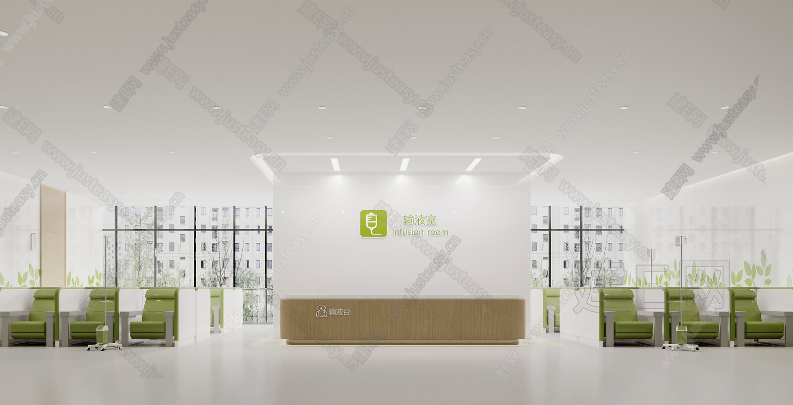 现代医院输液大厅模型SU模型下载[ID:101929048]_建E室内设计网
