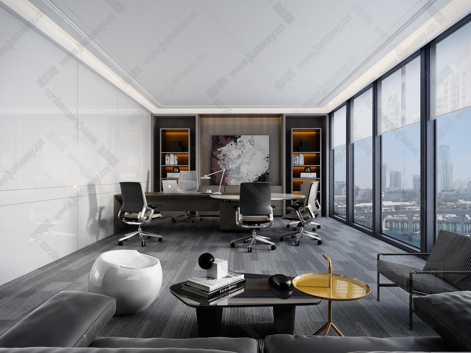 现代办公室模型SU模型下载[ID:103567393]_建E室内设计网