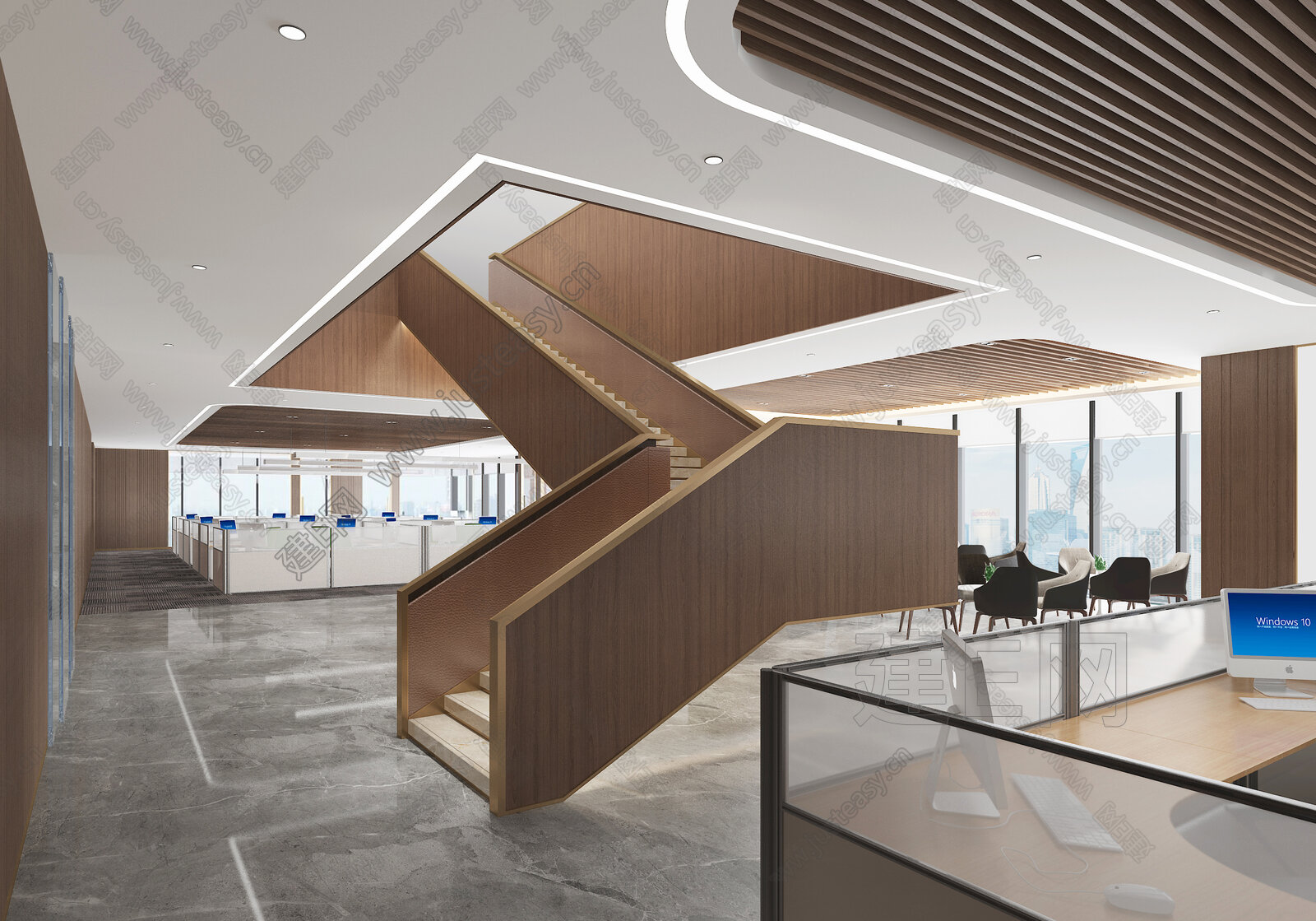 【现代开放式办公区3d模型】建E网_现代开放式办公区3d模型下载[ID:111761410]_打造3d现代开放式办公区模型免费下载平台