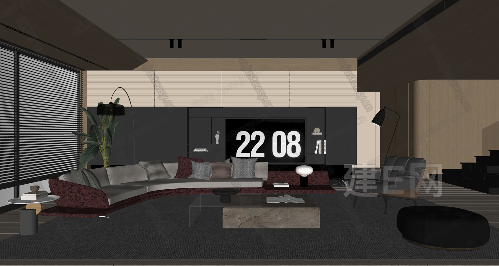 Minotti 米洛提 现代客厅模型SU模型下载[ID:104222889]_建e网su模型
