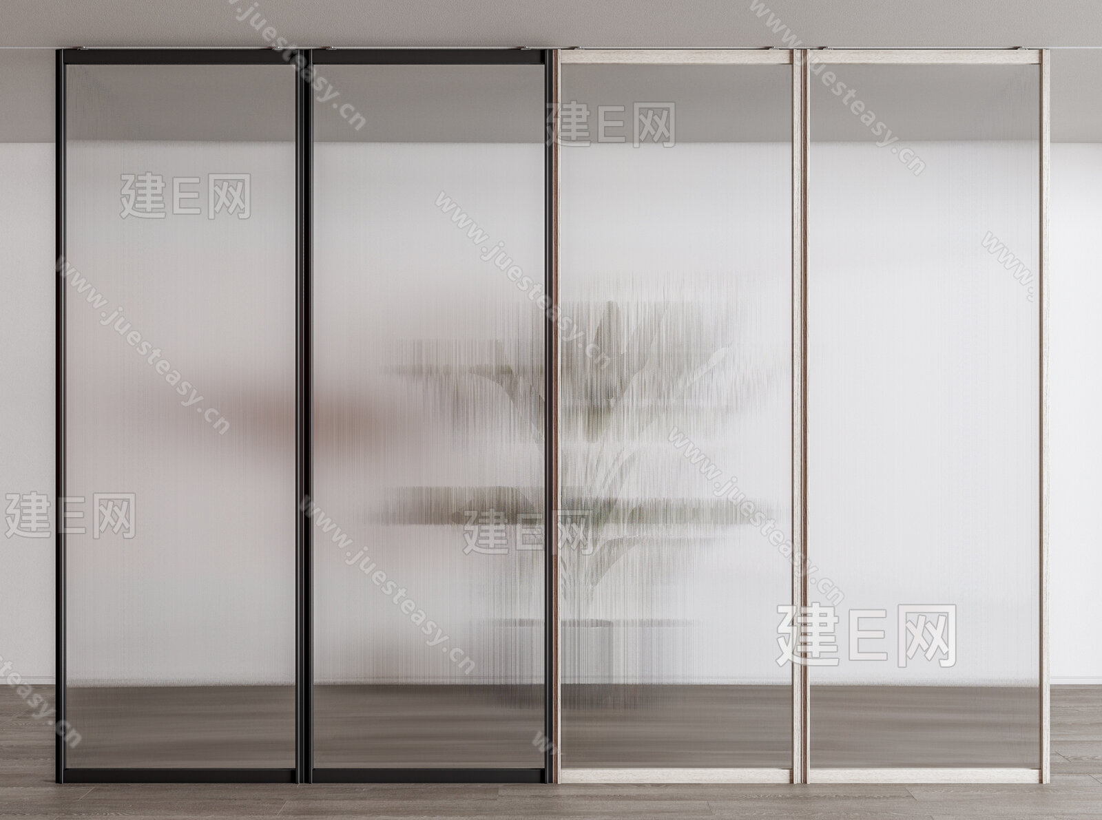 现代长虹玻璃移门模型SU模型下载[ID:104681562]_建e网su模型