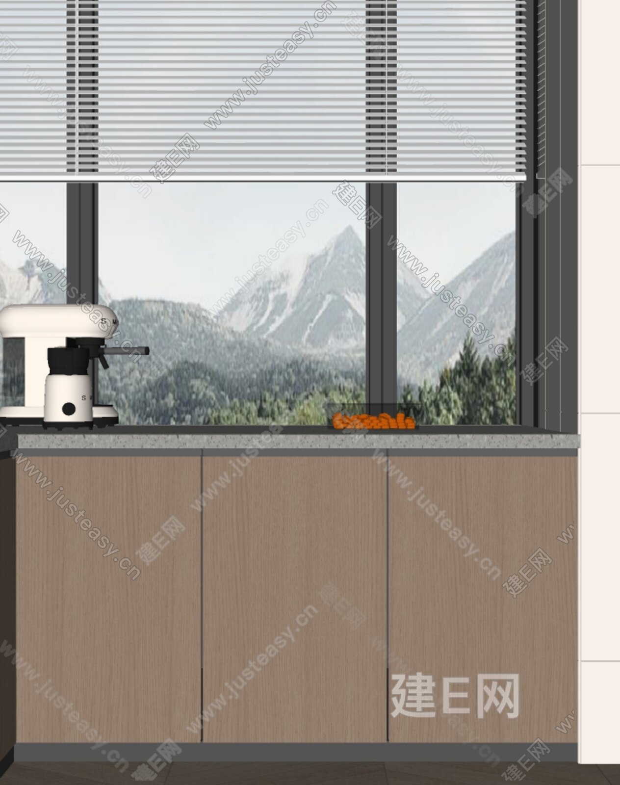 现代厨房模型SU模型下载[ID:104419437]_建E室内设计网