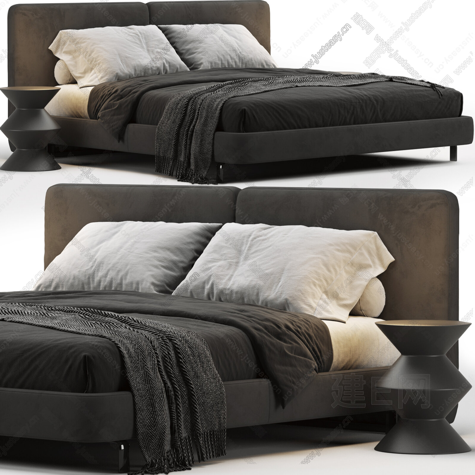 Minotti|米洛提现代双人床模型SU模型下载[ID:113529010]_建E室内设计网