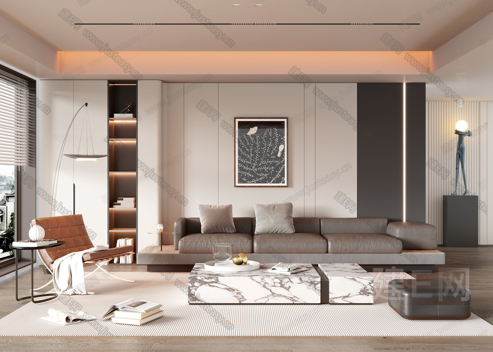现代客厅模型SU模型下载[ID:113660134]_建e网su模型