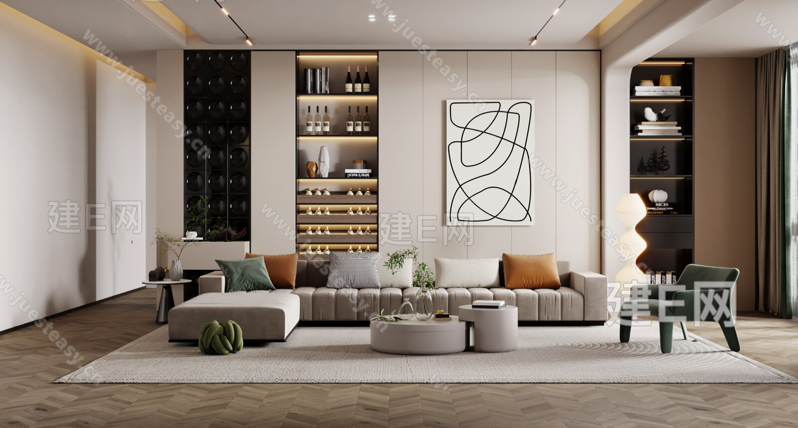 【现代客厅3d模型】建e网_现代客厅3d模型下载[ID:112941206]_打造3d现代客厅模型免费下载平台