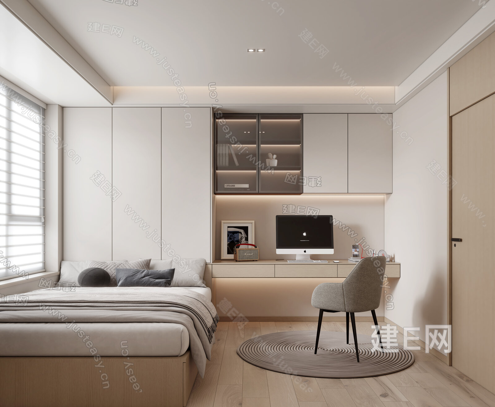 现代榻榻米卧室模型SU模型下载[ID:113332299]_建E室内设计网