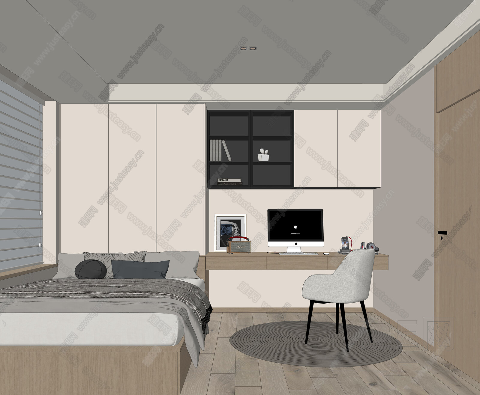 现代榻榻米卧室模型SU模型下载[ID:113332299]_建E室内设计网