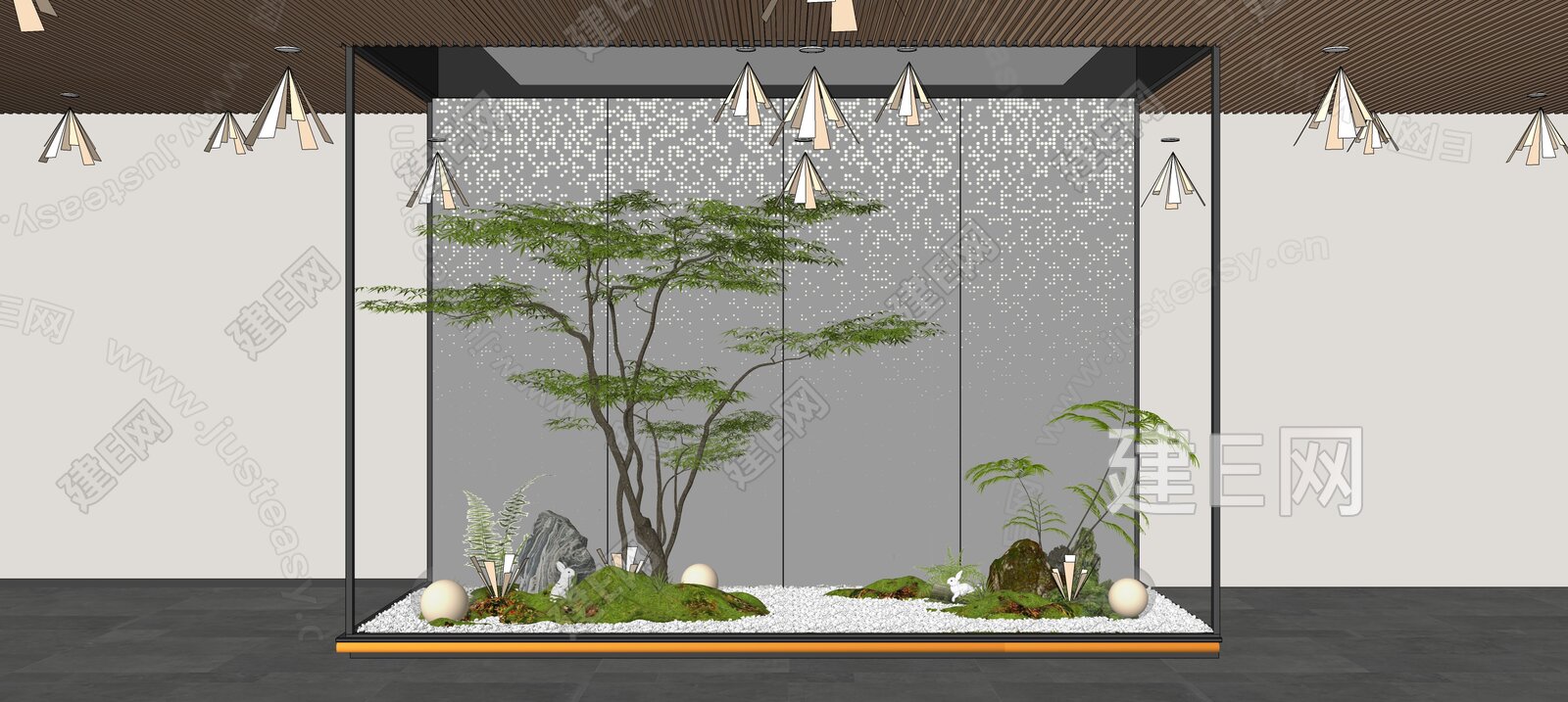 现代室内景观造景 模型SU模型下载[ID:113332282]_建e网su模型