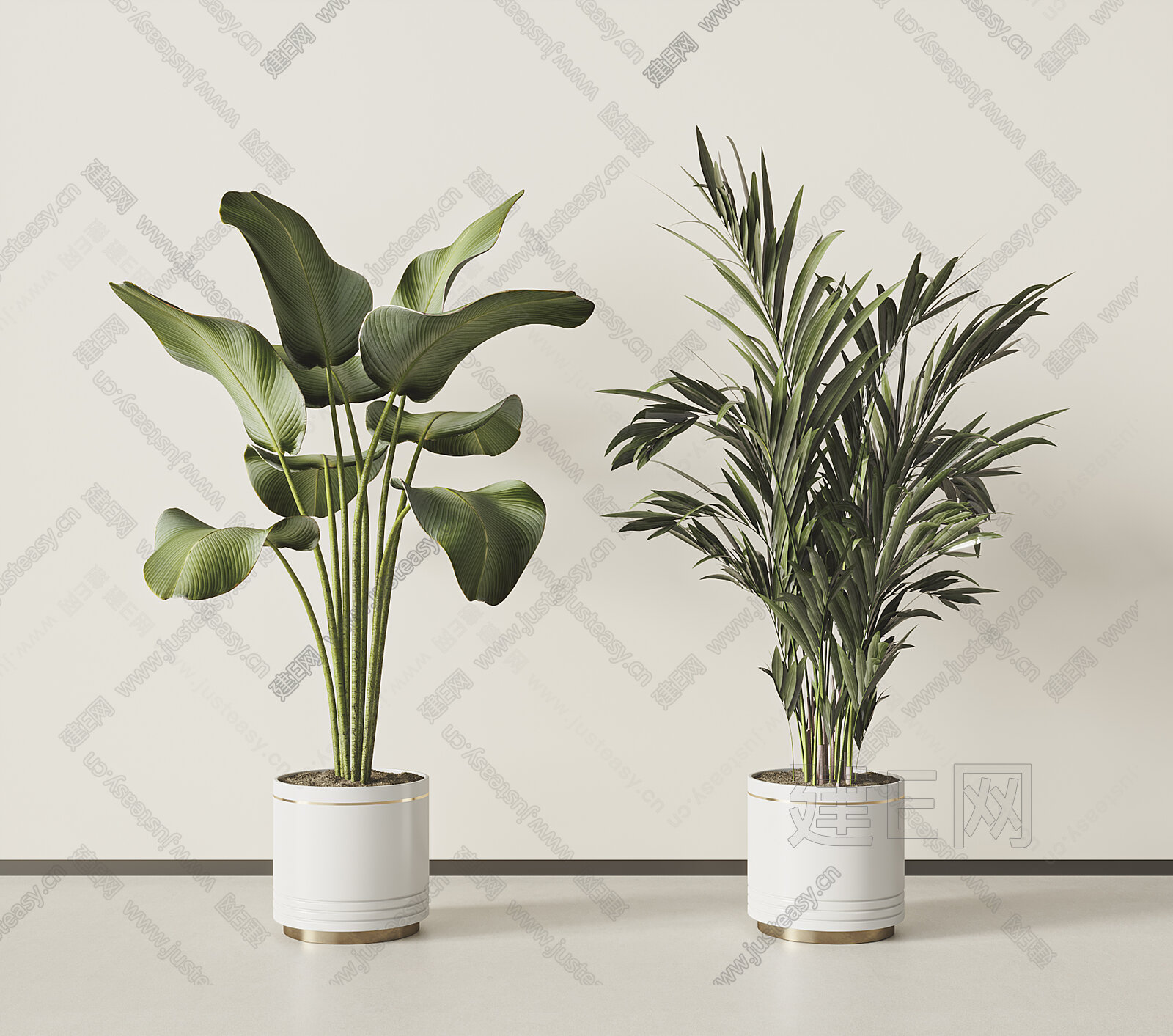 现代绿植盆栽组合模型SU模型下载[ID:114249957]_建E室内设计网