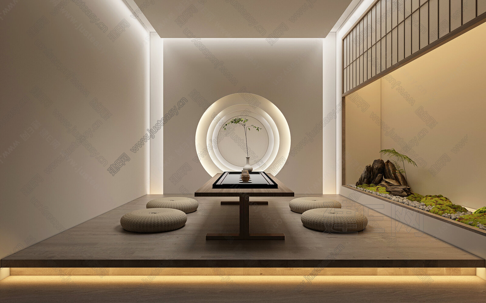 新中式禅意茶室模型SU模型下载[ID:114839653]_建e网su模型
