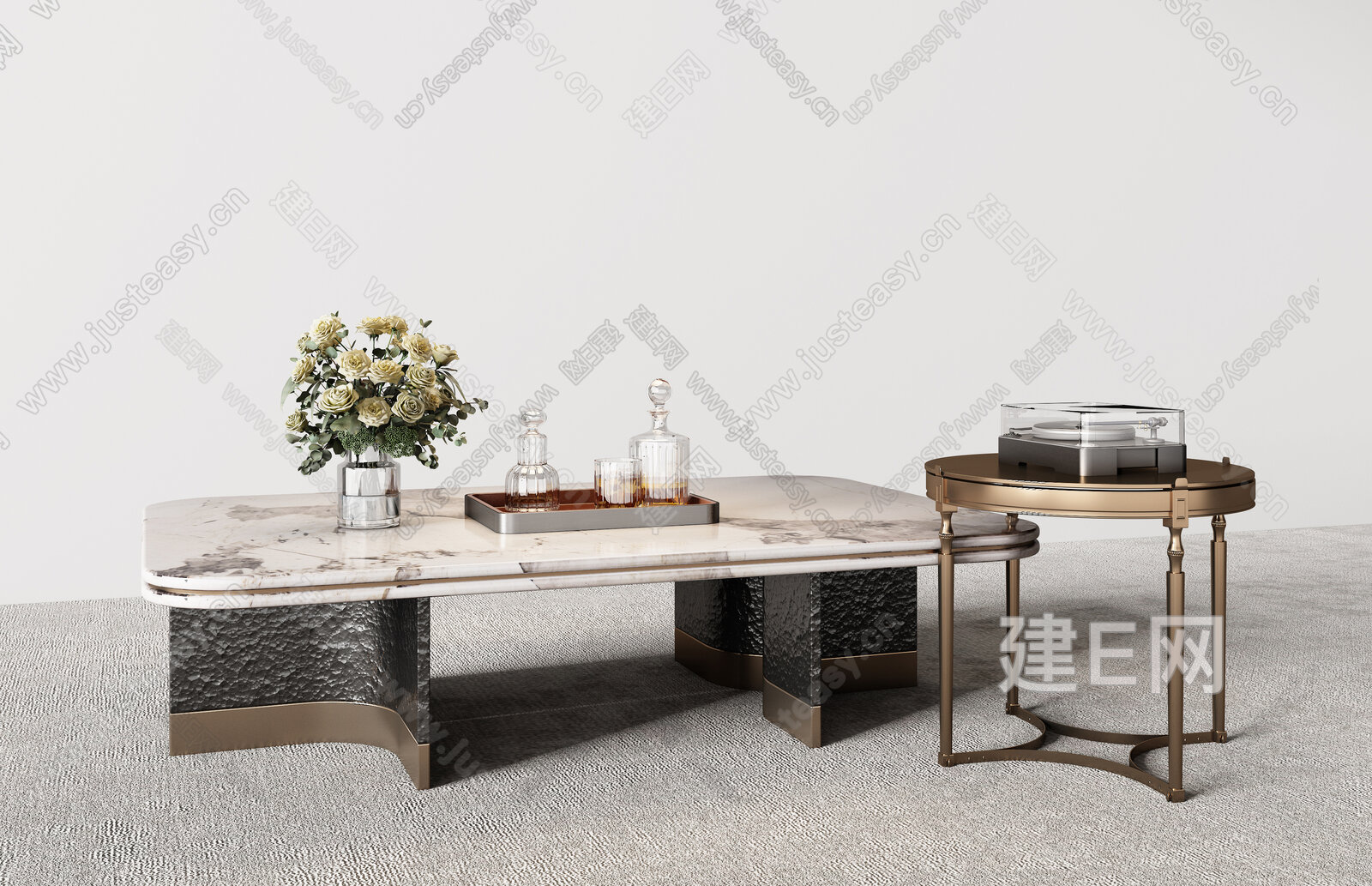 Minotti|米洛提现代茶几组合模型SU模型下载[ID:114970677]_建E室内设计网