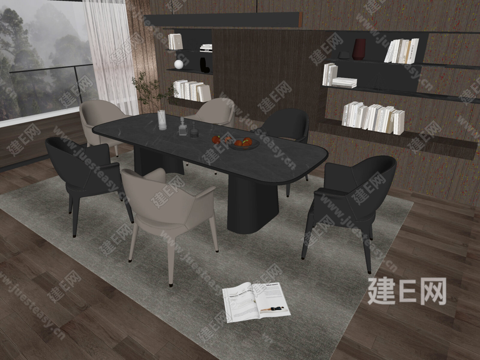 Minotti|米洛提 现代餐桌椅组合模型SU模型下载[ID:115822609]_建e网su模型