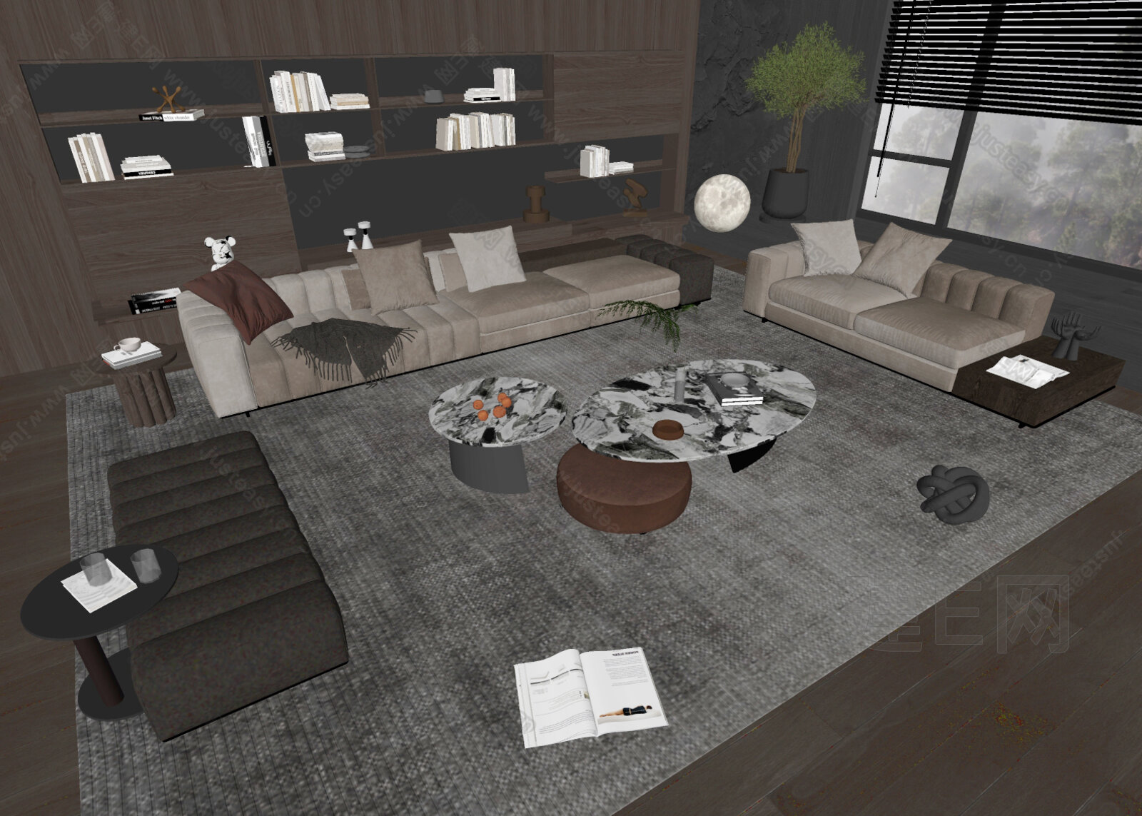 Minotti|米洛提现代沙发茶几组合模型SU模型下载[ID:115822835]_建e网su模型