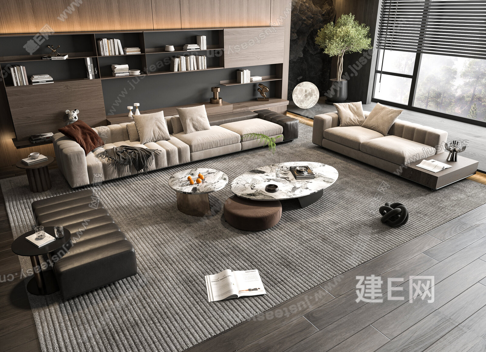 Minotti|米洛提现代沙发茶几组合模型SU模型下载[ID:115822835]_建e网su模型