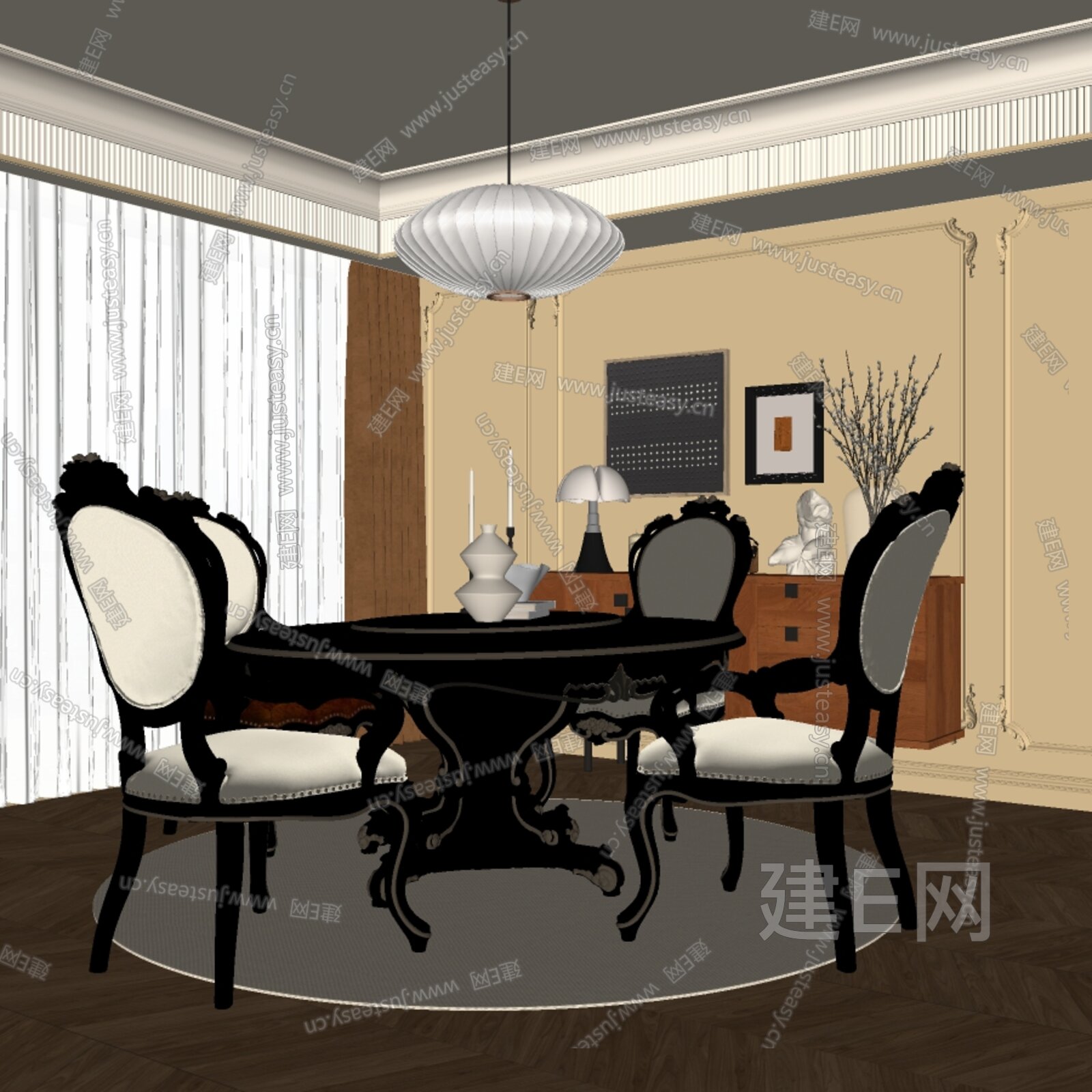美式餐厅模型SU模型下载[ID:115364023]_建e网su模型