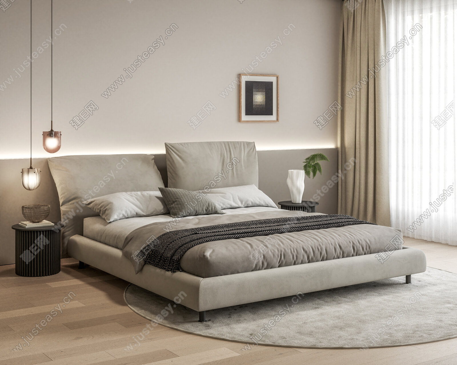 EDRA 现代双人床 花瓣床模型SU模型下载[ID:115888247]_建E室内设计网