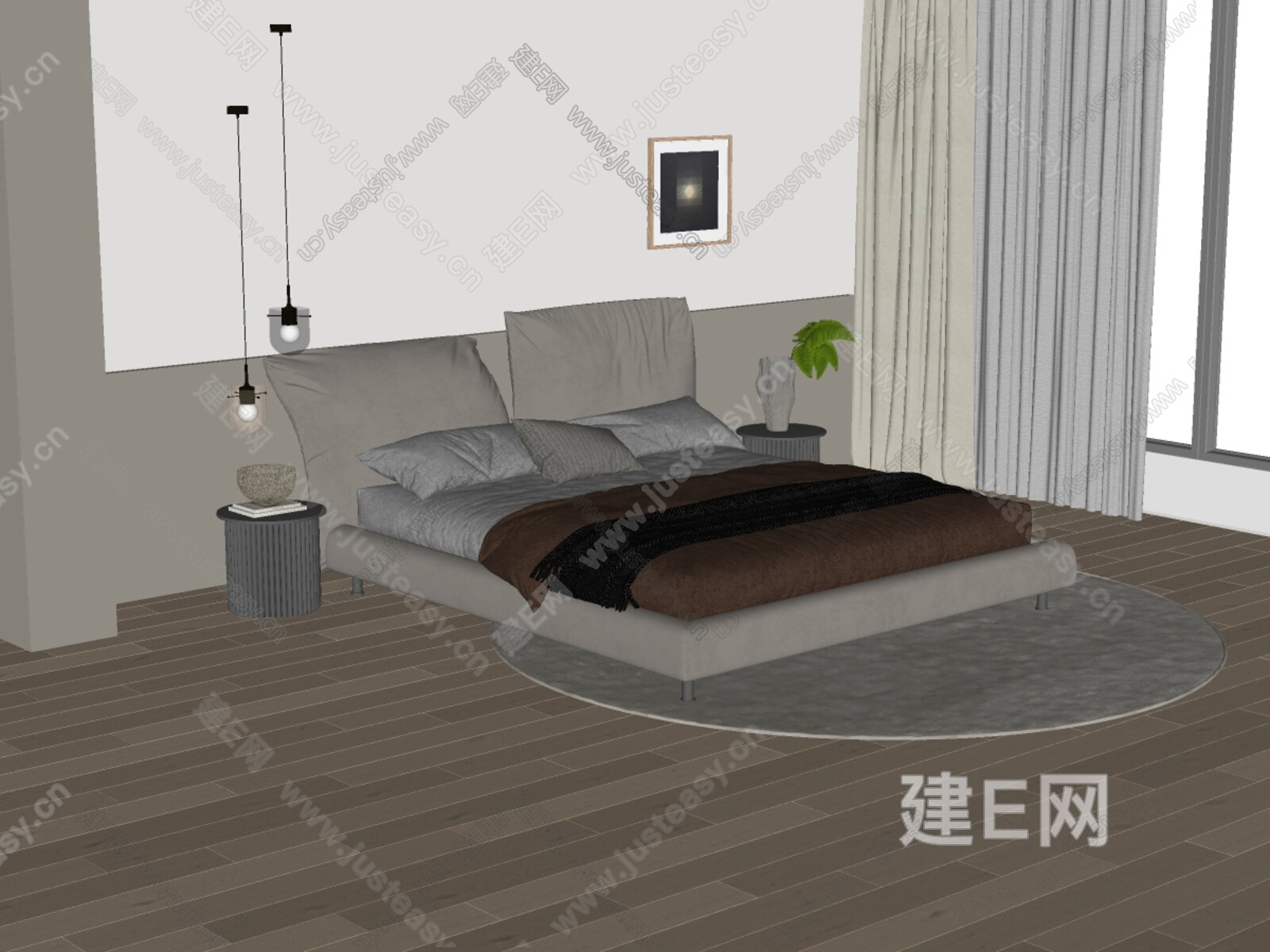 EDRA 现代双人床 花瓣床模型SU模型下载[ID:115888247]_建E室内设计网
