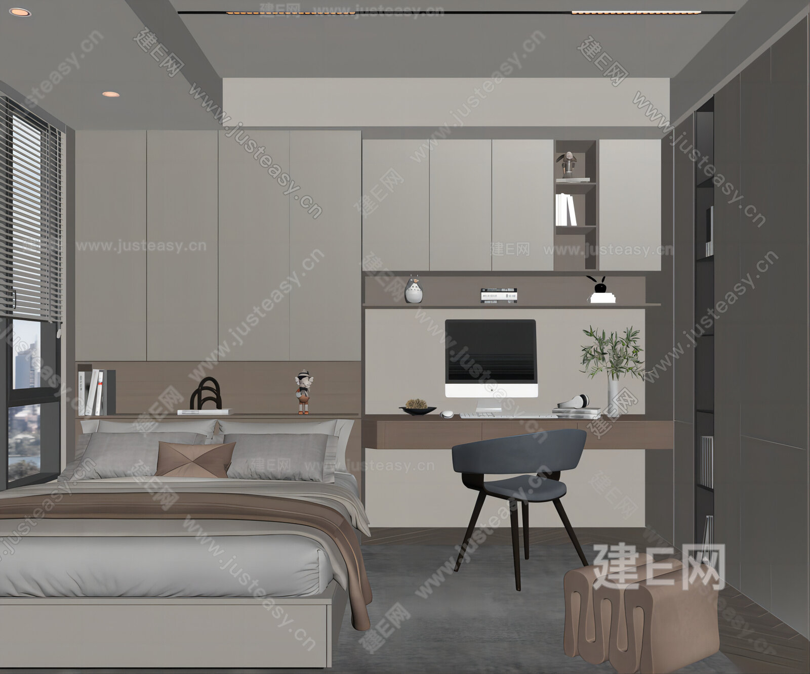 现代风格榻榻米卧模型SU模型下载[ID:116084786]_建E室内设计网