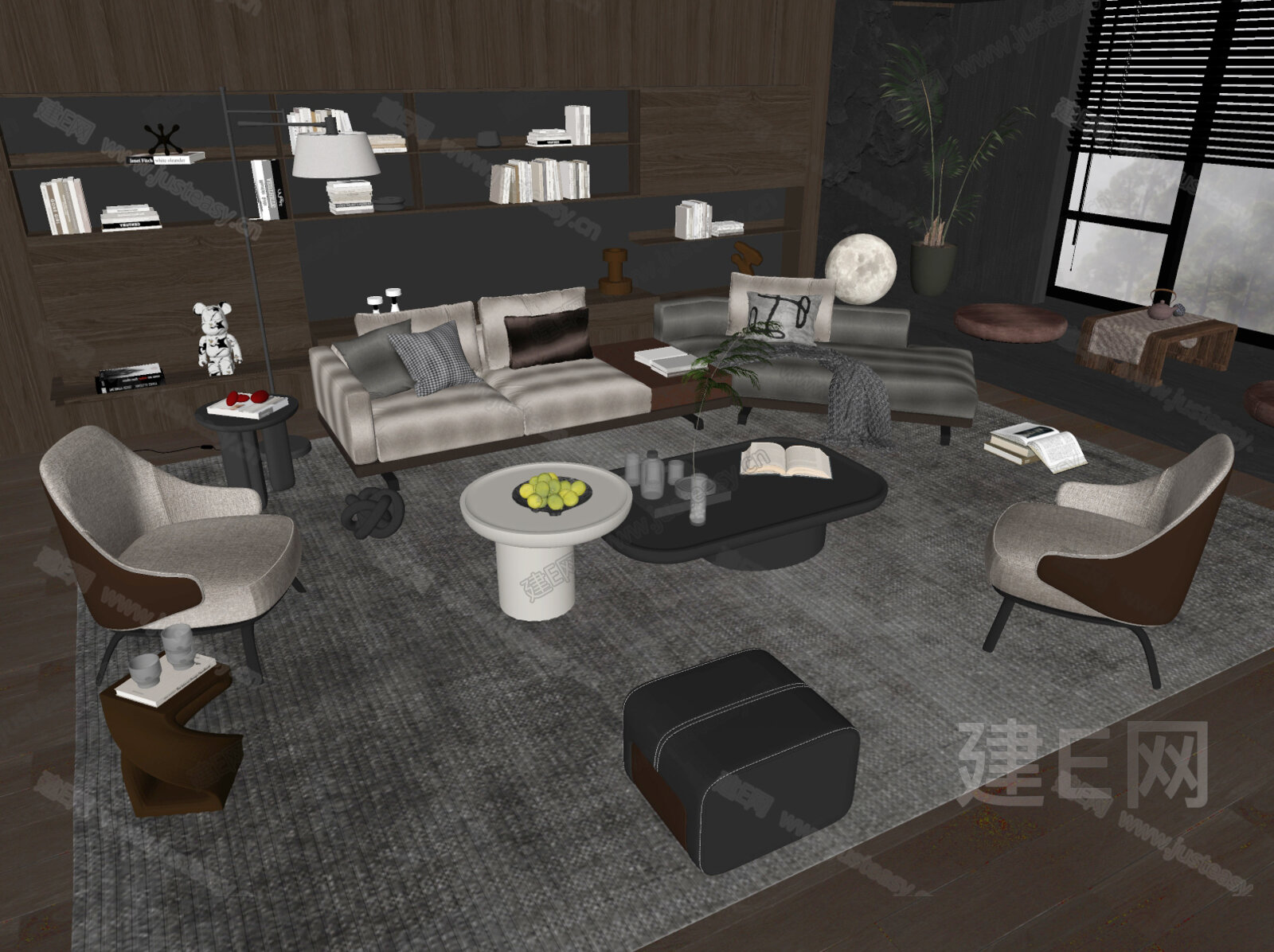 Minotti|米洛提 现代沙发茶几组合SU模型下载[ID:116084919]，Minotti|米洛提 现代沙发茶几组合，SU模型下载