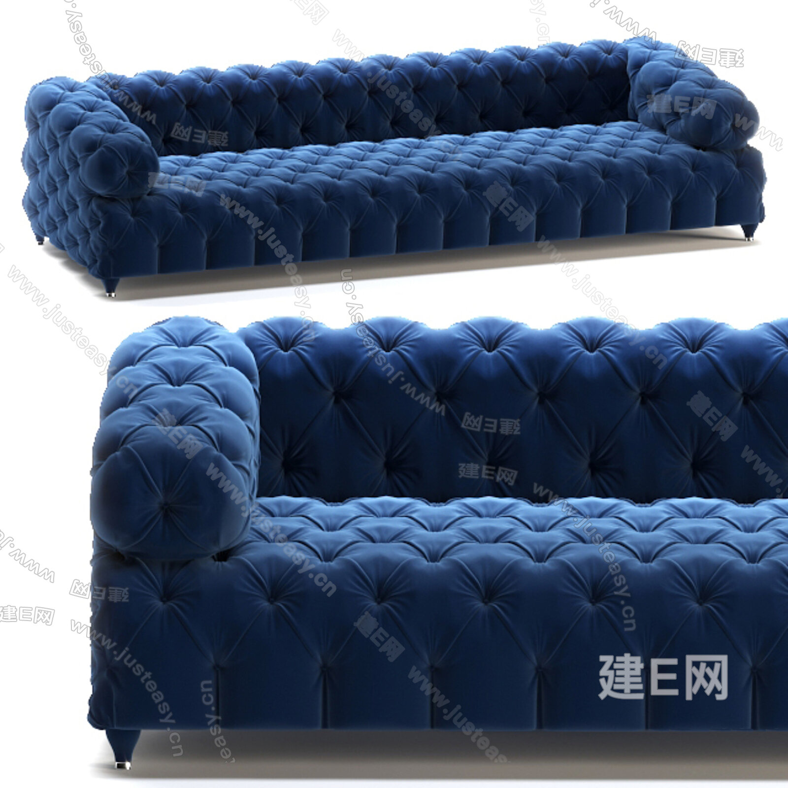 拉扣多人沙发 布艺模型SU模型下载[ID:116871341]_建e网su模型