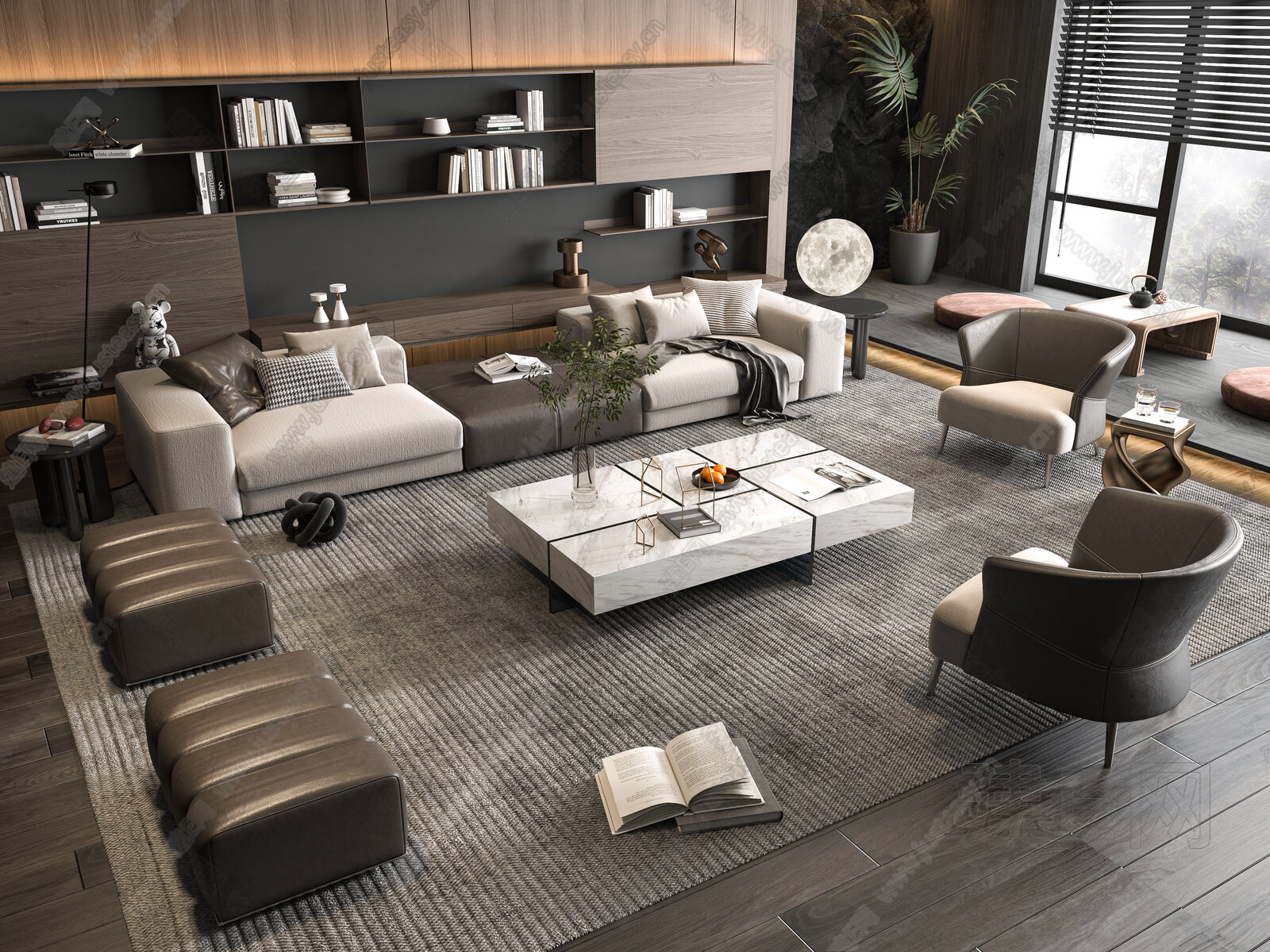 Minotti|米洛提 现代沙意大利发茶几组合模型SU模型下载[ID:116805780]_建e网su模型