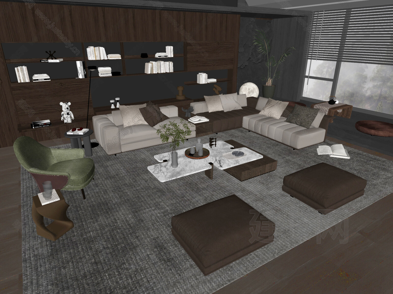 Minotti|米洛提 现代沙发茶几组合模型SU模型下载[ID:116609266]_建e网su模型