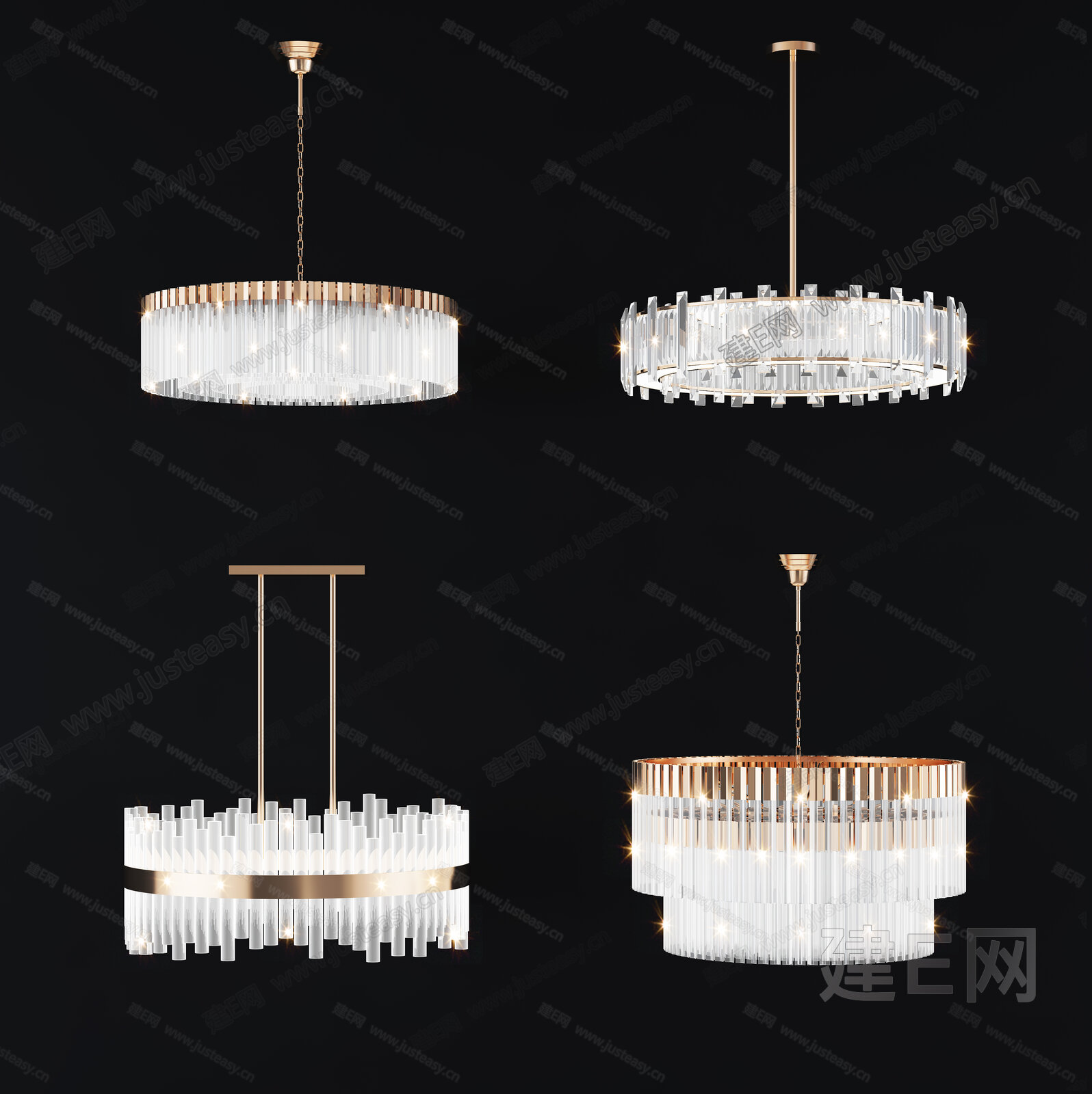 现代轻奢水晶吊灯模型SU模型下载[ID:117198966]_建e网su模型