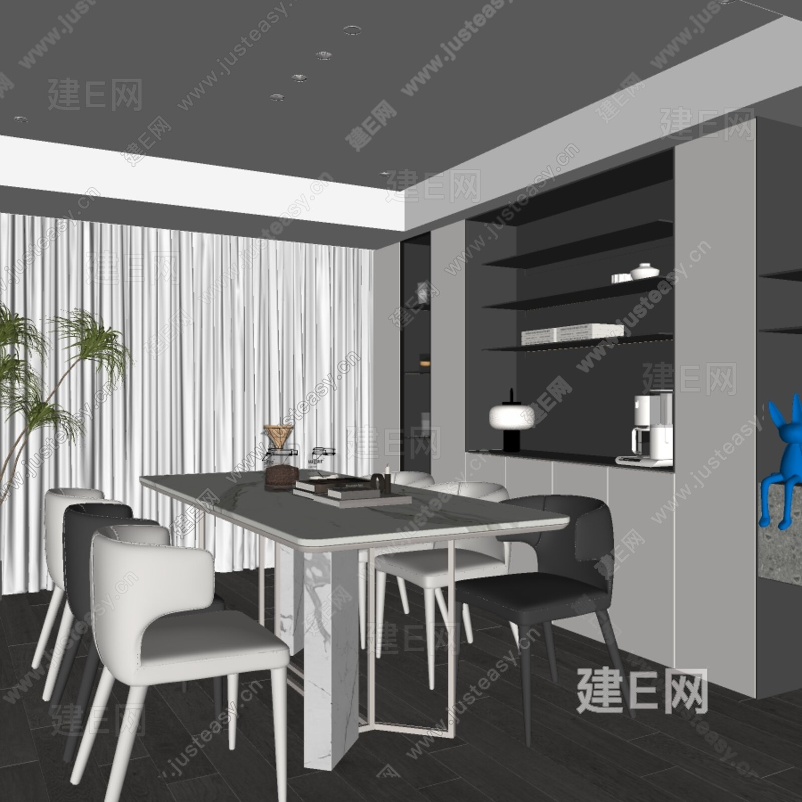 现代餐厅模型SU模型下载[ID:116936803]_建e网su模型
