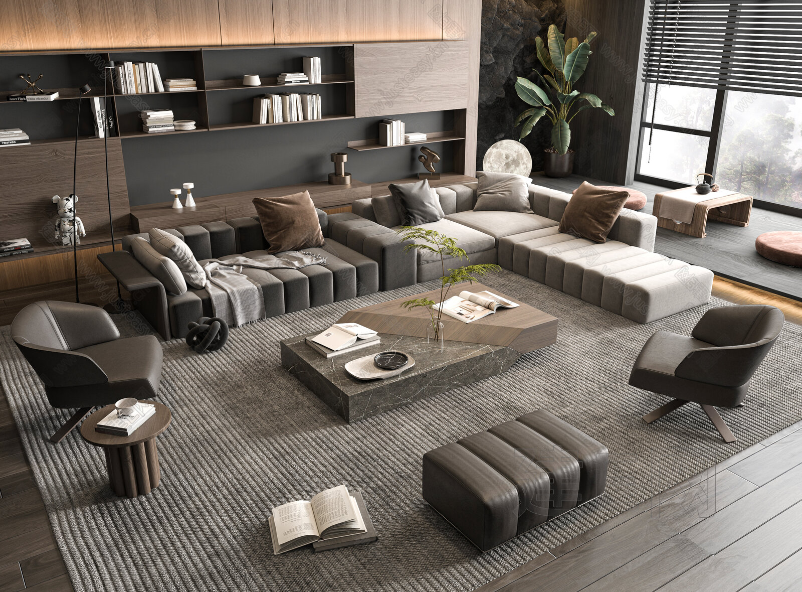意大利 Minotti 沙发茶几组合模型SU模型下载[ID:109138072]_建e网su模型