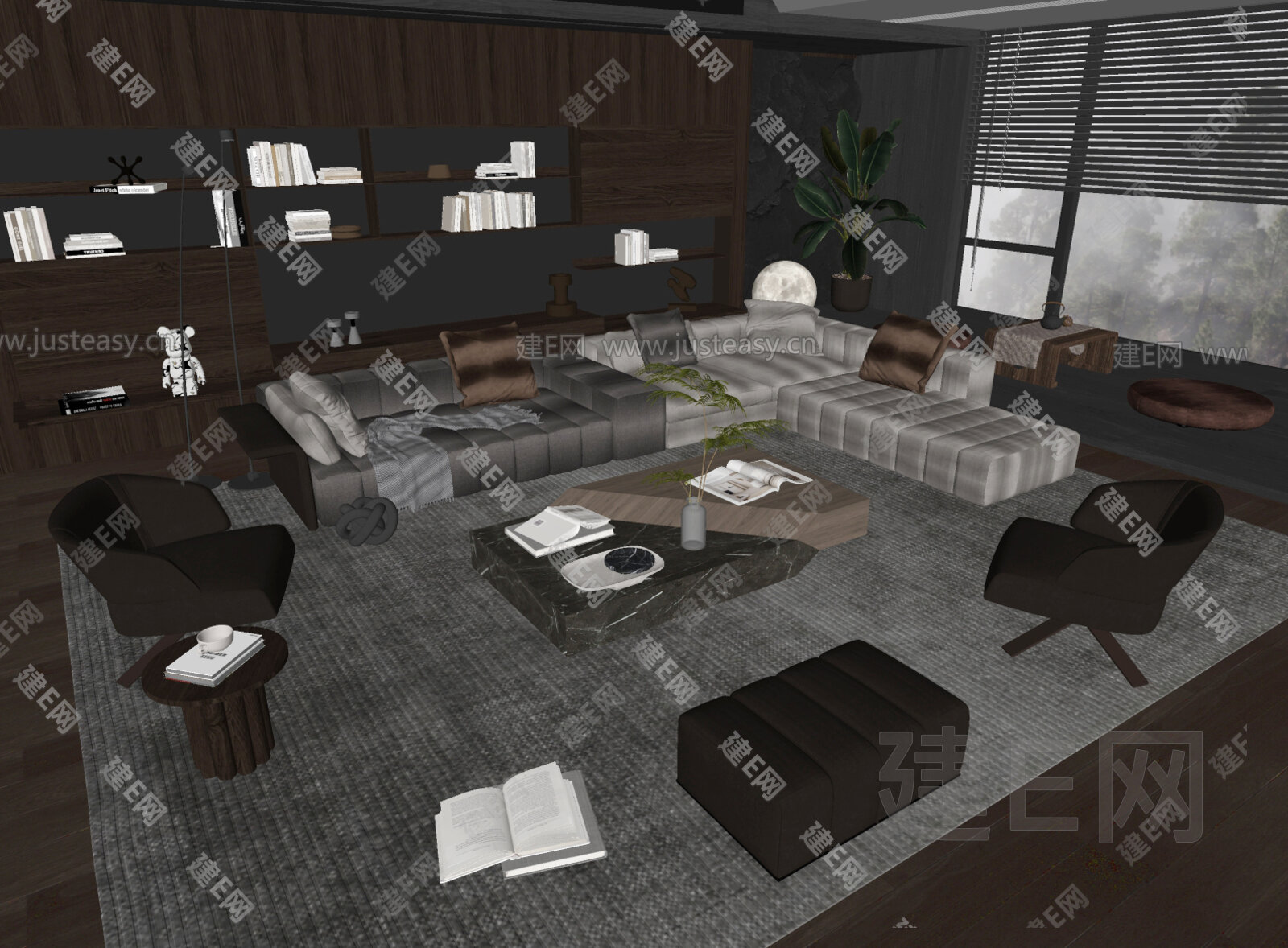 Minotti|米洛提 现代意大利沙发茶几组合模型SU模型下载[ID:117067985]_建e网su模型