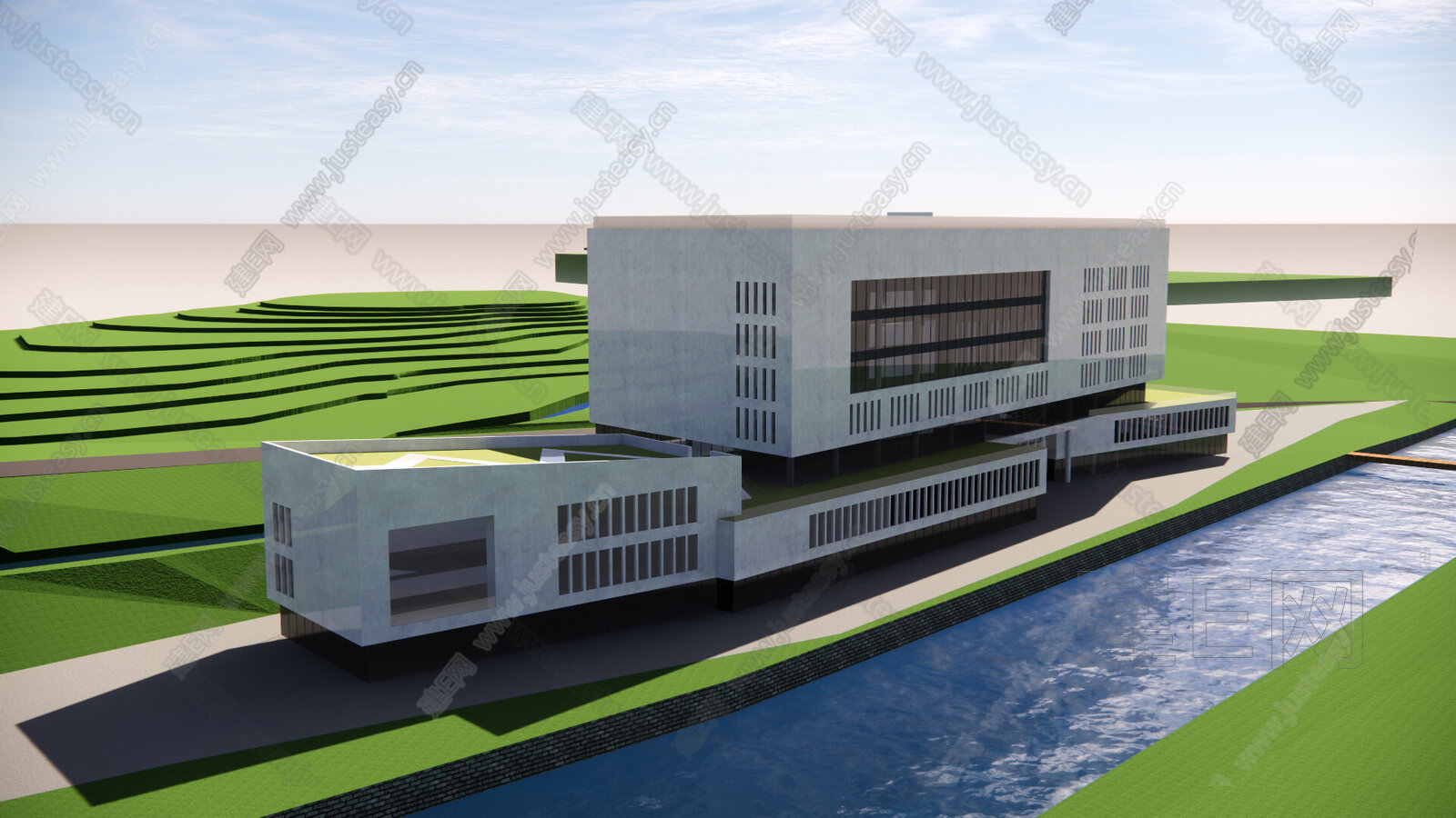 现代展览馆建筑模型SU模型下载[ID:117067874]_建E室内设计网