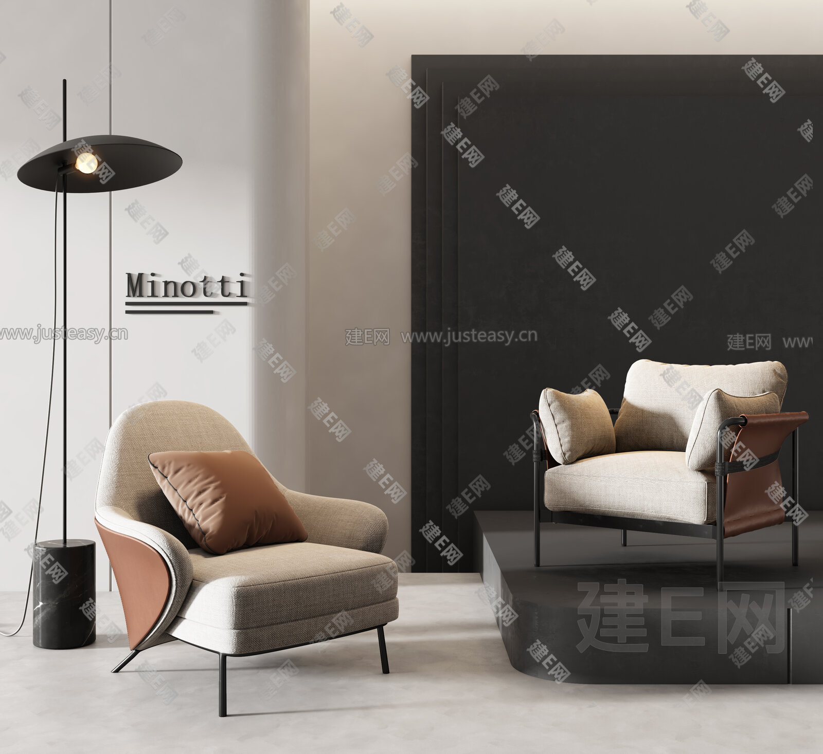 Minotti|米洛提 现代休闲椅组合模型SU模型下载[ID:109400217]_建e网su模型