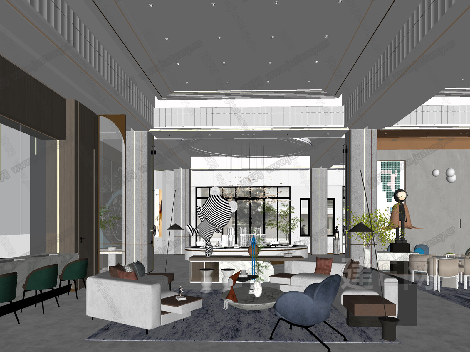 现代售楼处洽谈区模型SU模型下载[ID:109334688]_建e网su模型