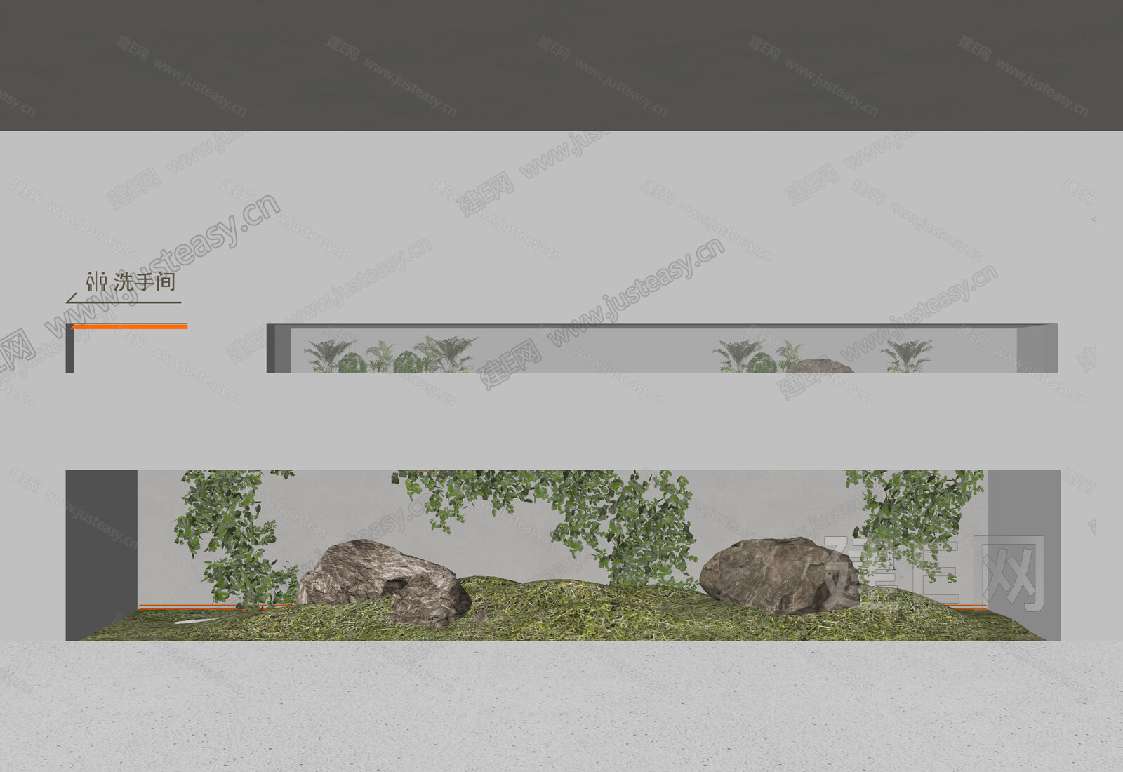 现代室内景观造景模型SU模型下载[ID:109138005]_建E室内设计网