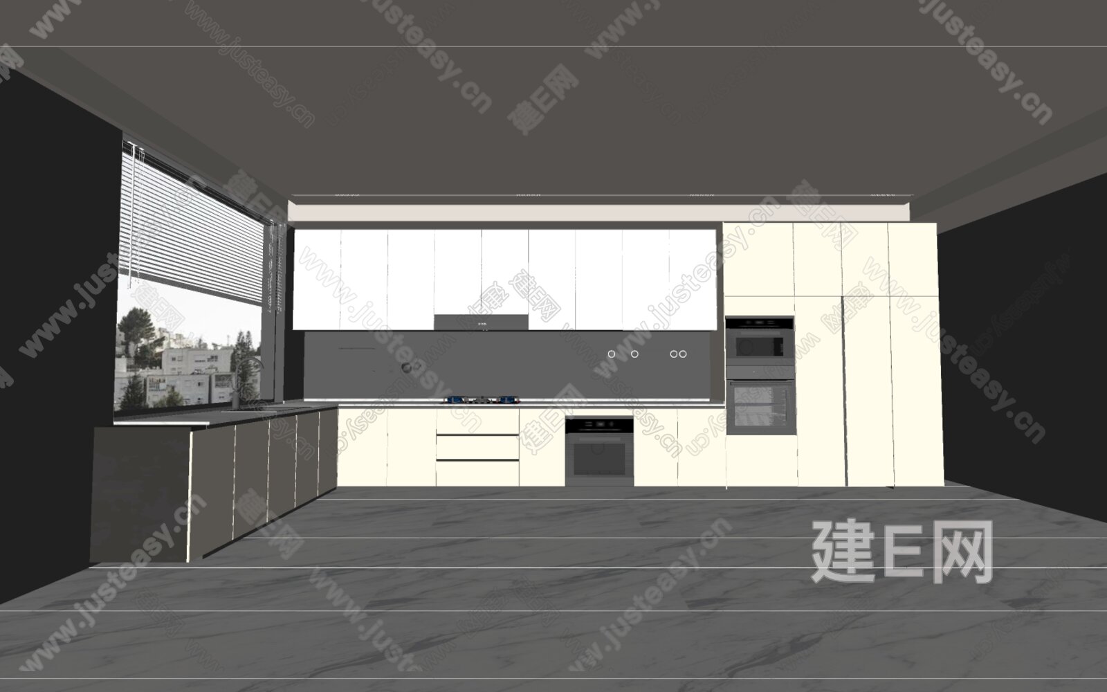 现代厨房模型SU模型下载[ID:109072510]_建E室内设计网