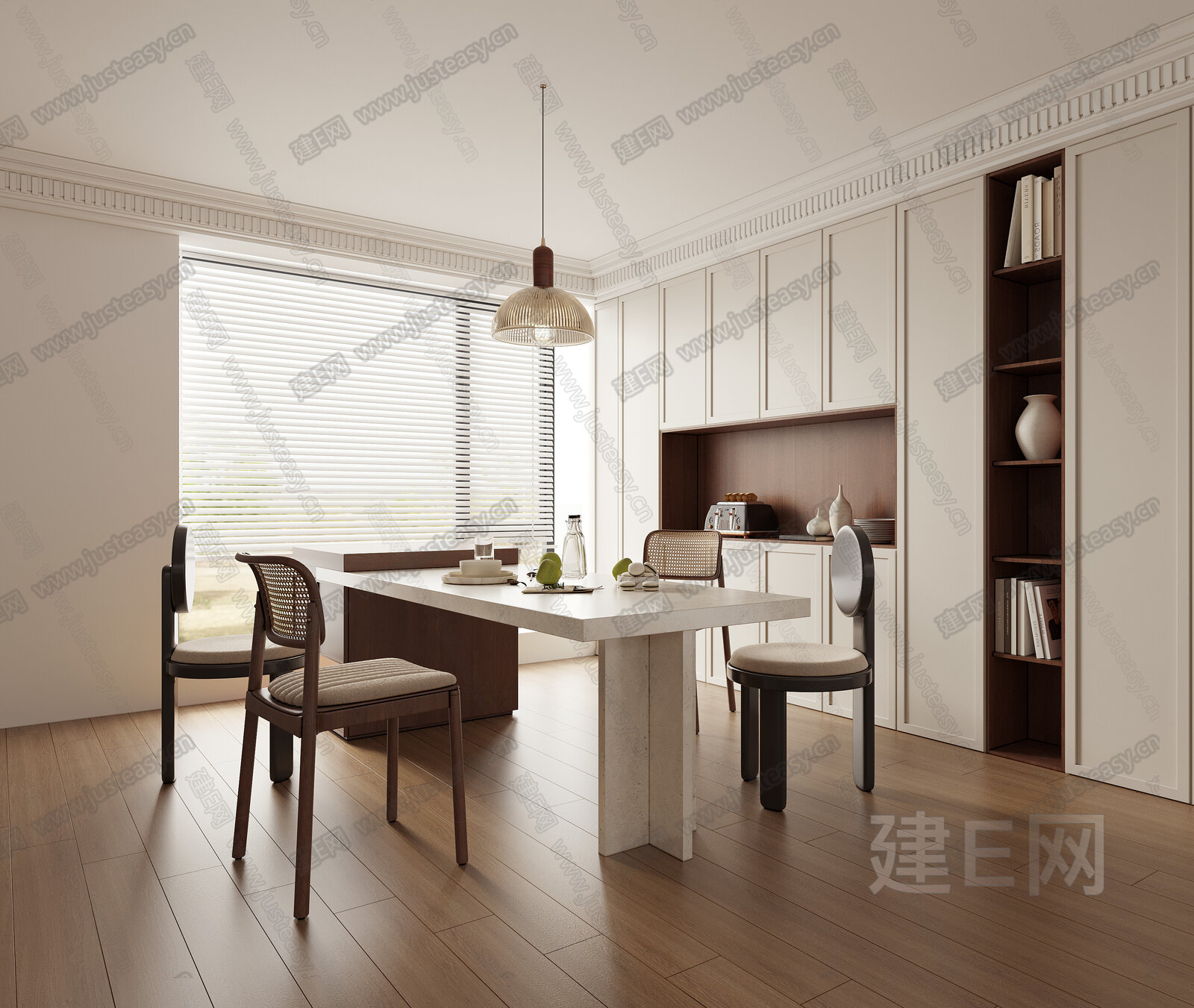 中古餐厅 侘寂风餐厅 复古餐厅 中岛模型SU模型下载[ID:109596821]_建E室内设计网