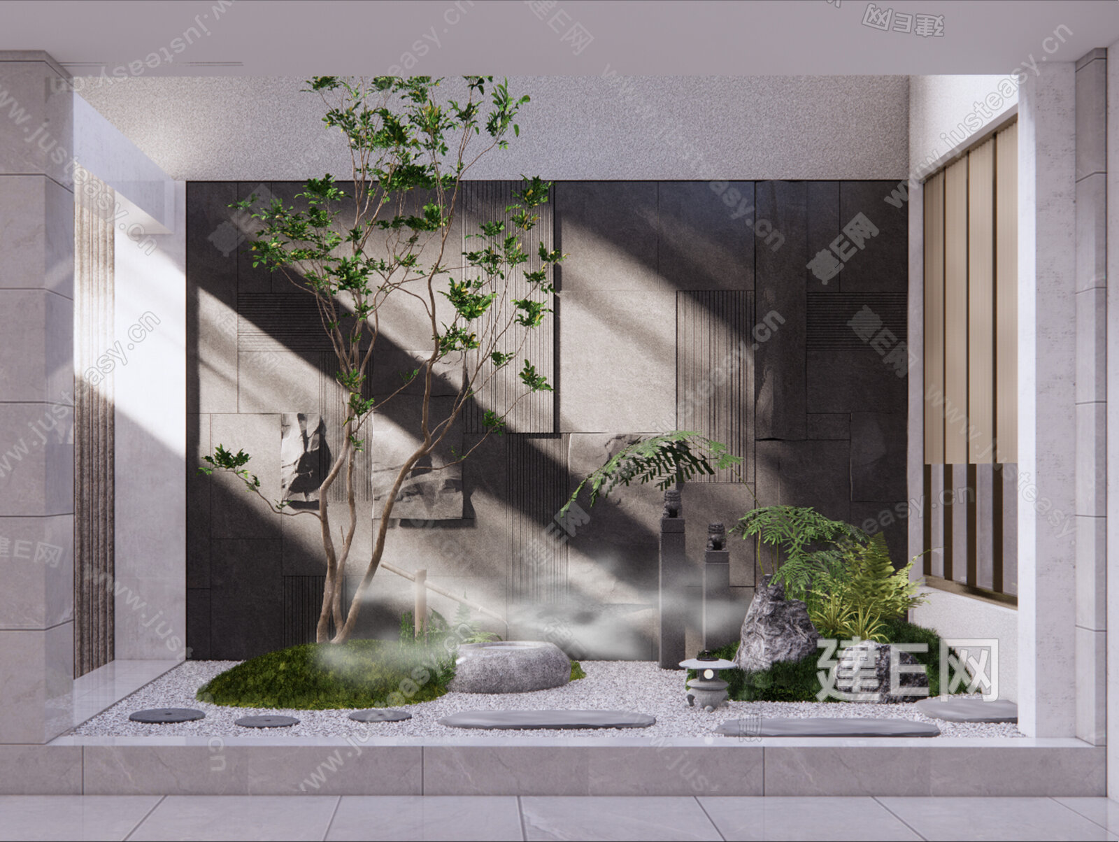 新中式室内景观造景模型SU模型下载[ID:109793532]_建E室内设计网