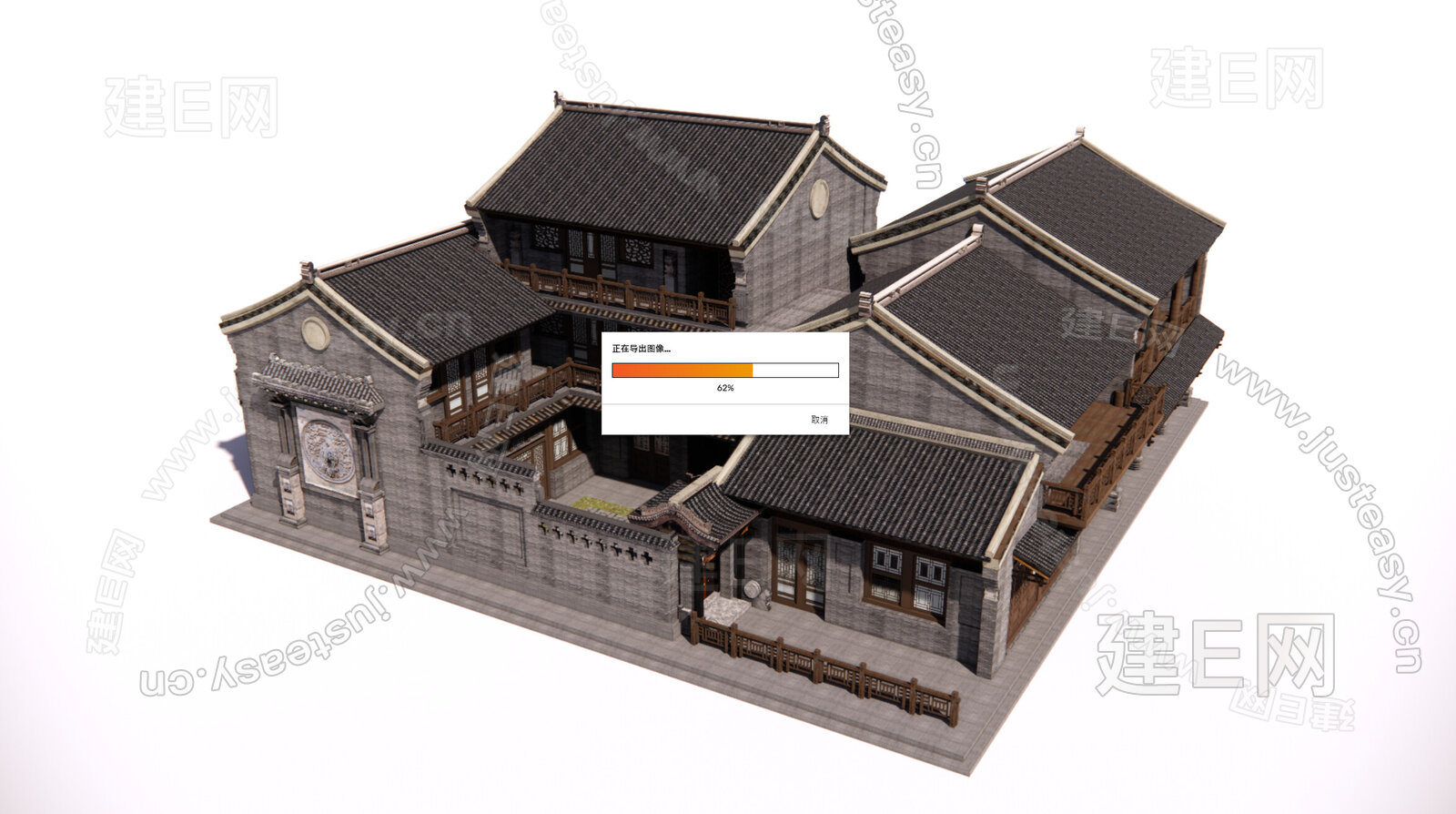 中式客栈古建SU模型下载[ID:109727946]，中式客栈古建，SU模型下载