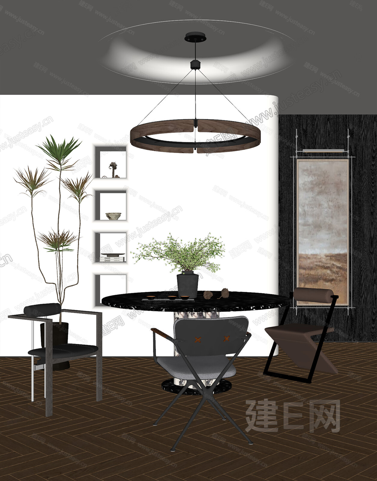 现代餐厅模型SU模型下载[ID:110186656]_建e网su模型