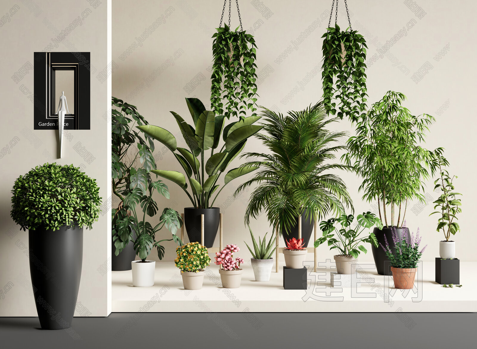 现代绿植盆栽模型SU模型下载[ID:110317745]_建e网su模型