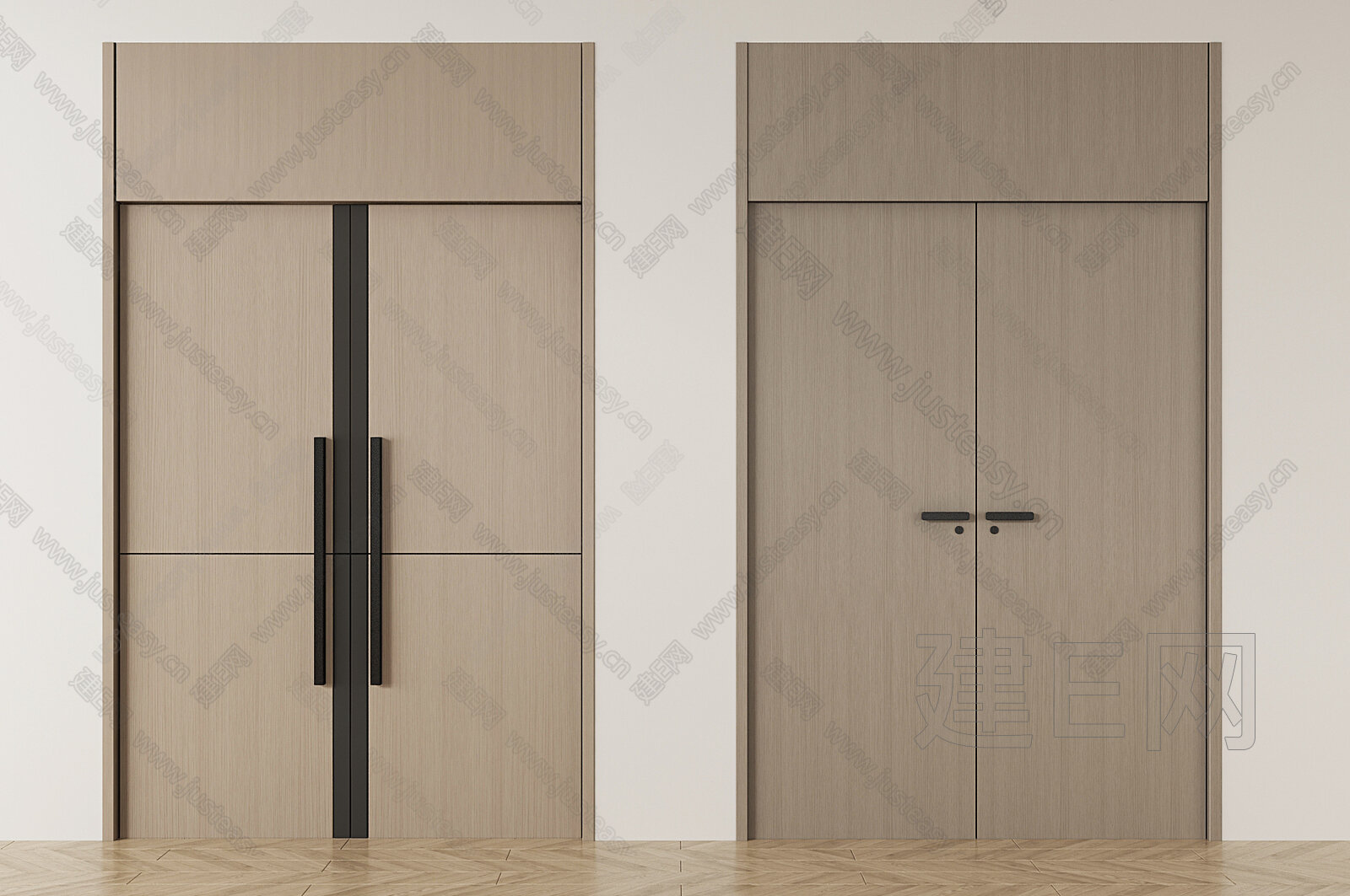 现代双开门模型SU模型下载[ID:111038600]_建E室内设计网