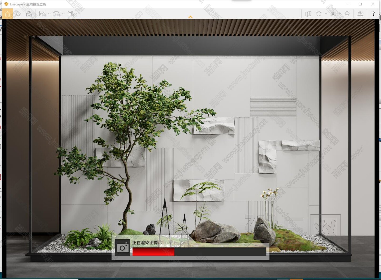 现代室内景观造景模型SU模型下载[ID:110710870]_建e网su模型