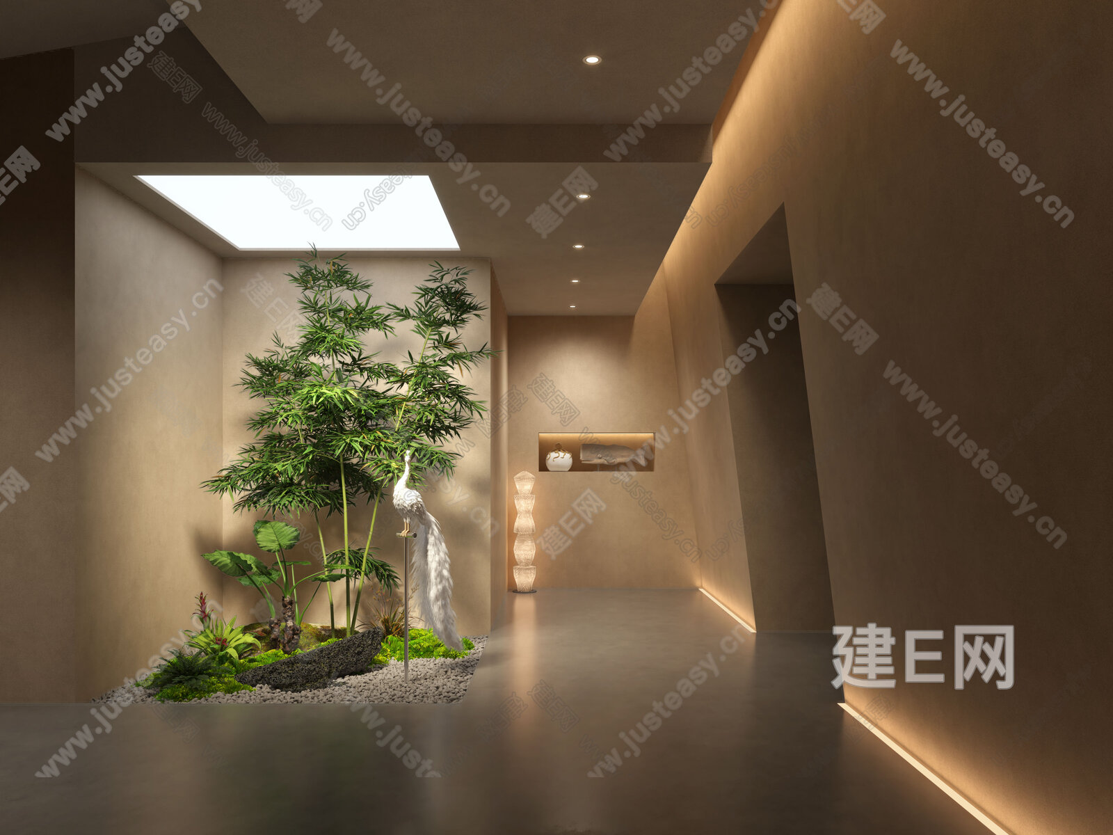 现代走廊过道模型SU模型下载[ID:110645497]_建e网su模型
